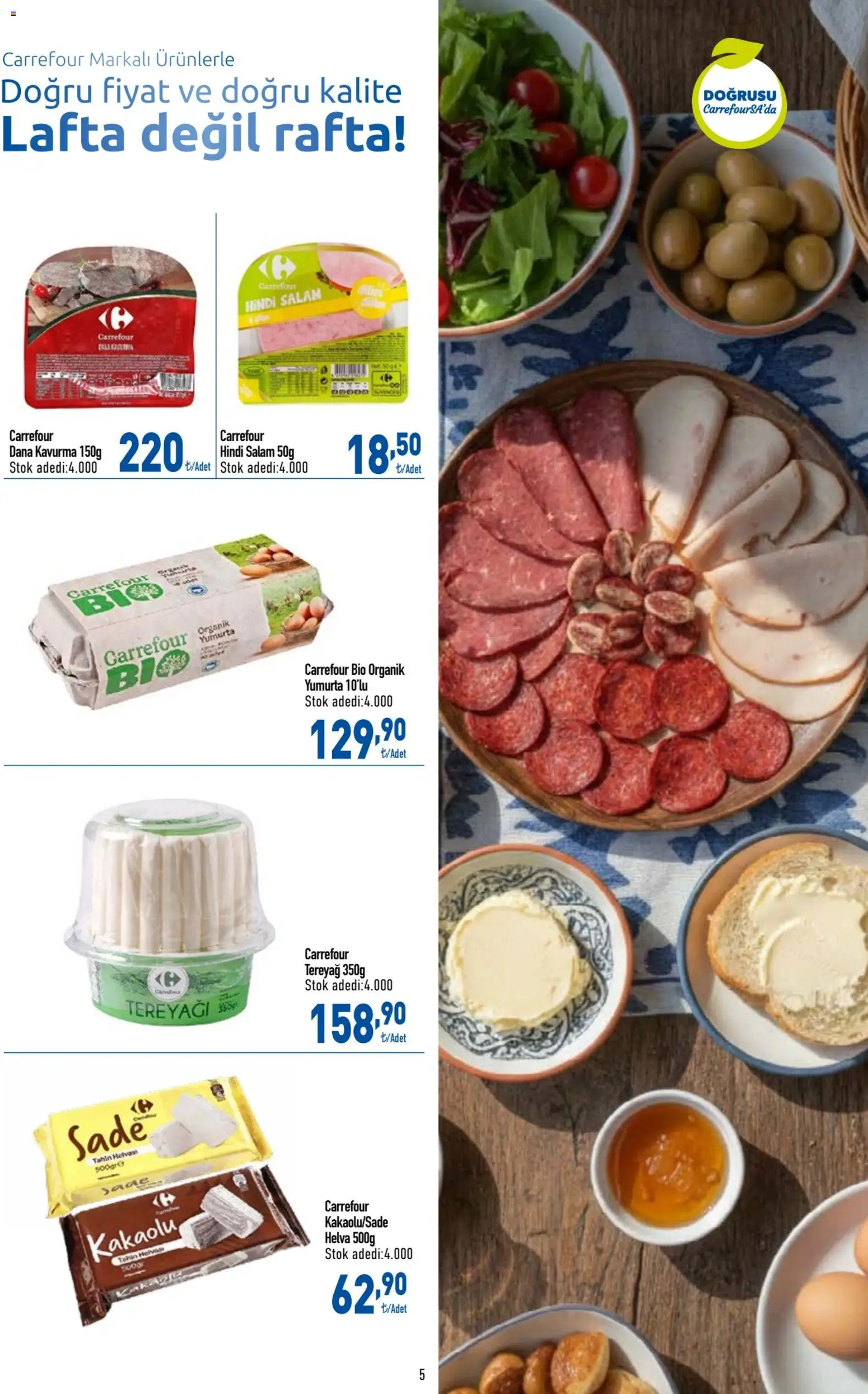 CarrefourSA Katalog - 15.01.2026 tarihinden itibaren geçerlidir | Sayfa: 5 | Ürünler: Tereyağı, Yumurta, Salam