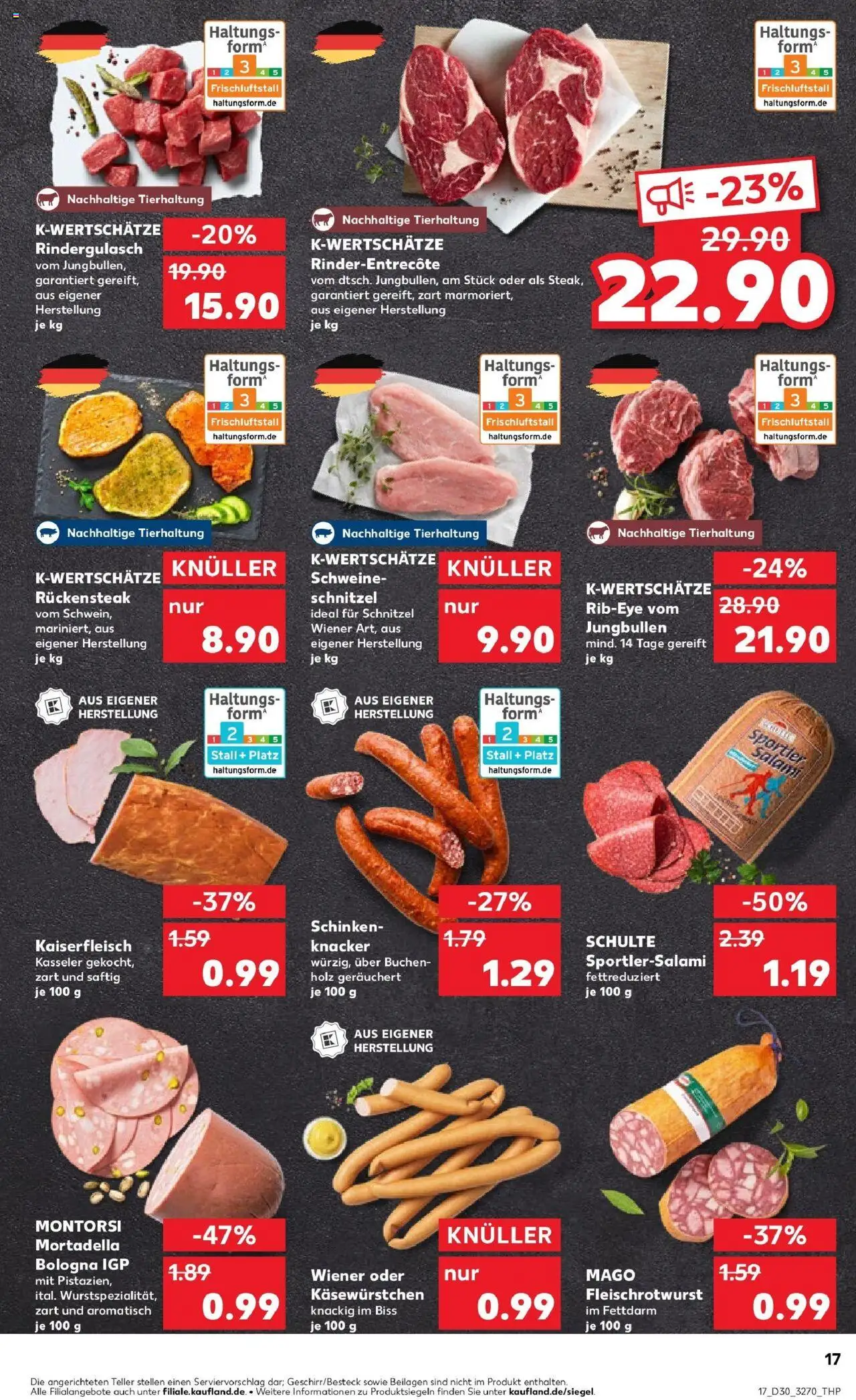 Kaufland prospekt Brandenburg An Der Havel	 - gültig ab dem 27.07.2025 | Seite: 40 | Produkte: Rindergulasch, Schnitzel, Salami, Steak
