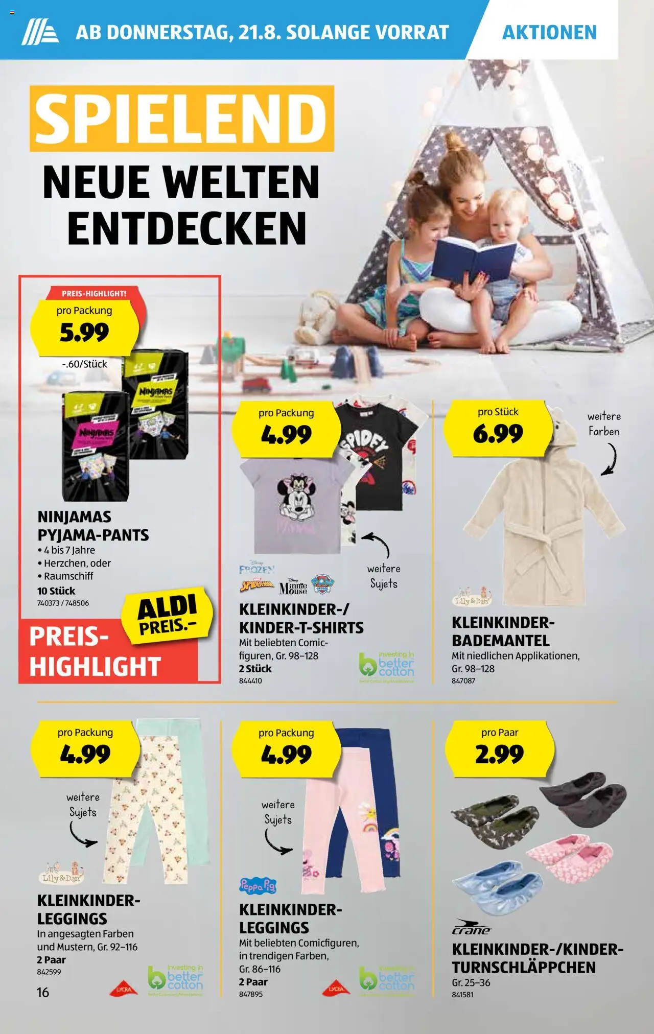 Aldi Aktionen ab 21.08.2025 | Seite: 17 | Produkte: Leggings, Bademantel