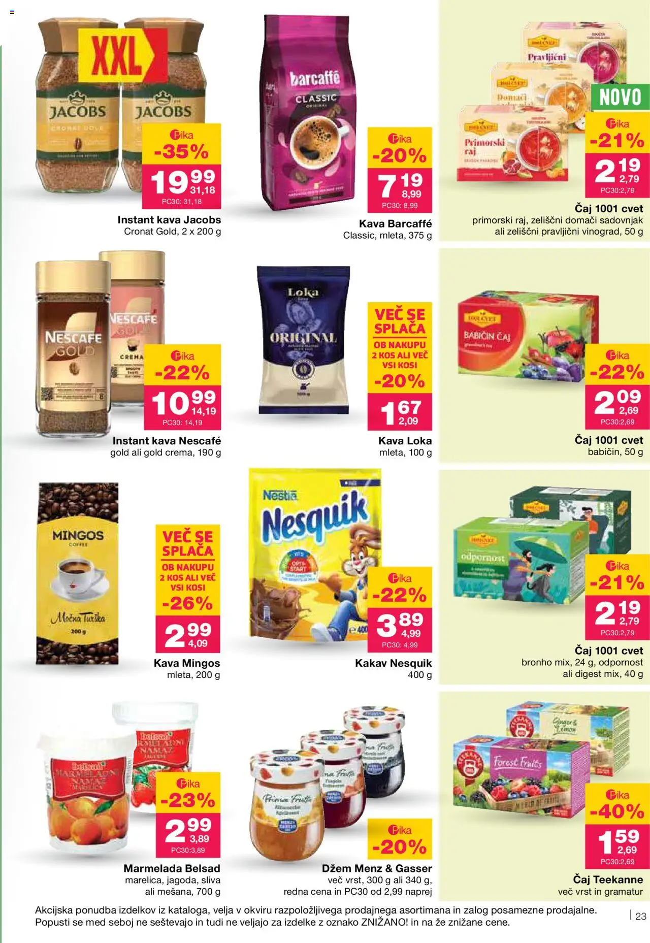 Novi Mercator katalog ponudbe – veljaven od 02.10.2025 | Stran: 23 | Izdelki: Instant kava, Džem, Kakav, Caj