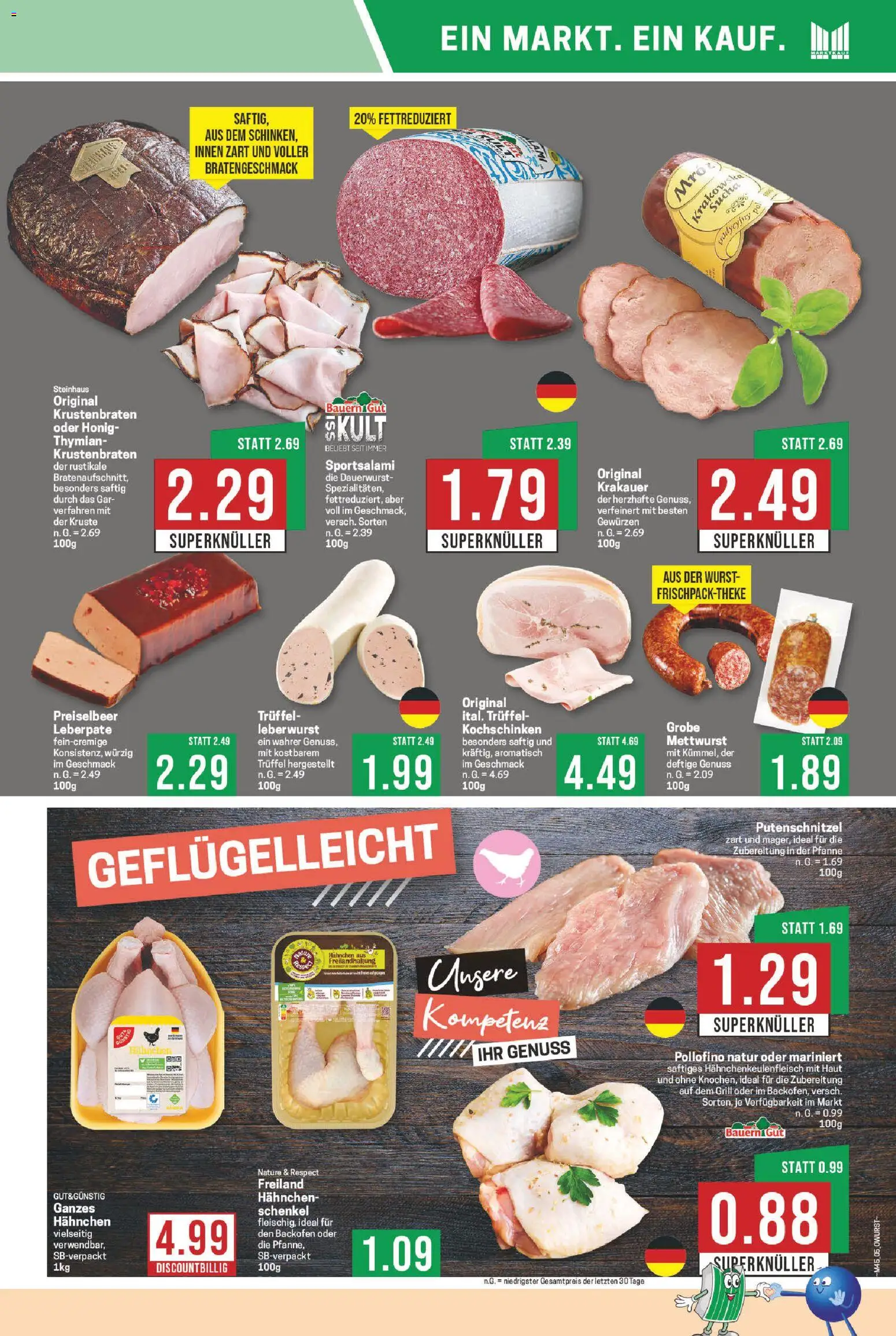 Marktkauf Prospekt 	 – gültig ab 03.11.2025 | Seite: 5 | Produkte: Hahnchen, Krustenbraten, Putenschnitzel, Backofen