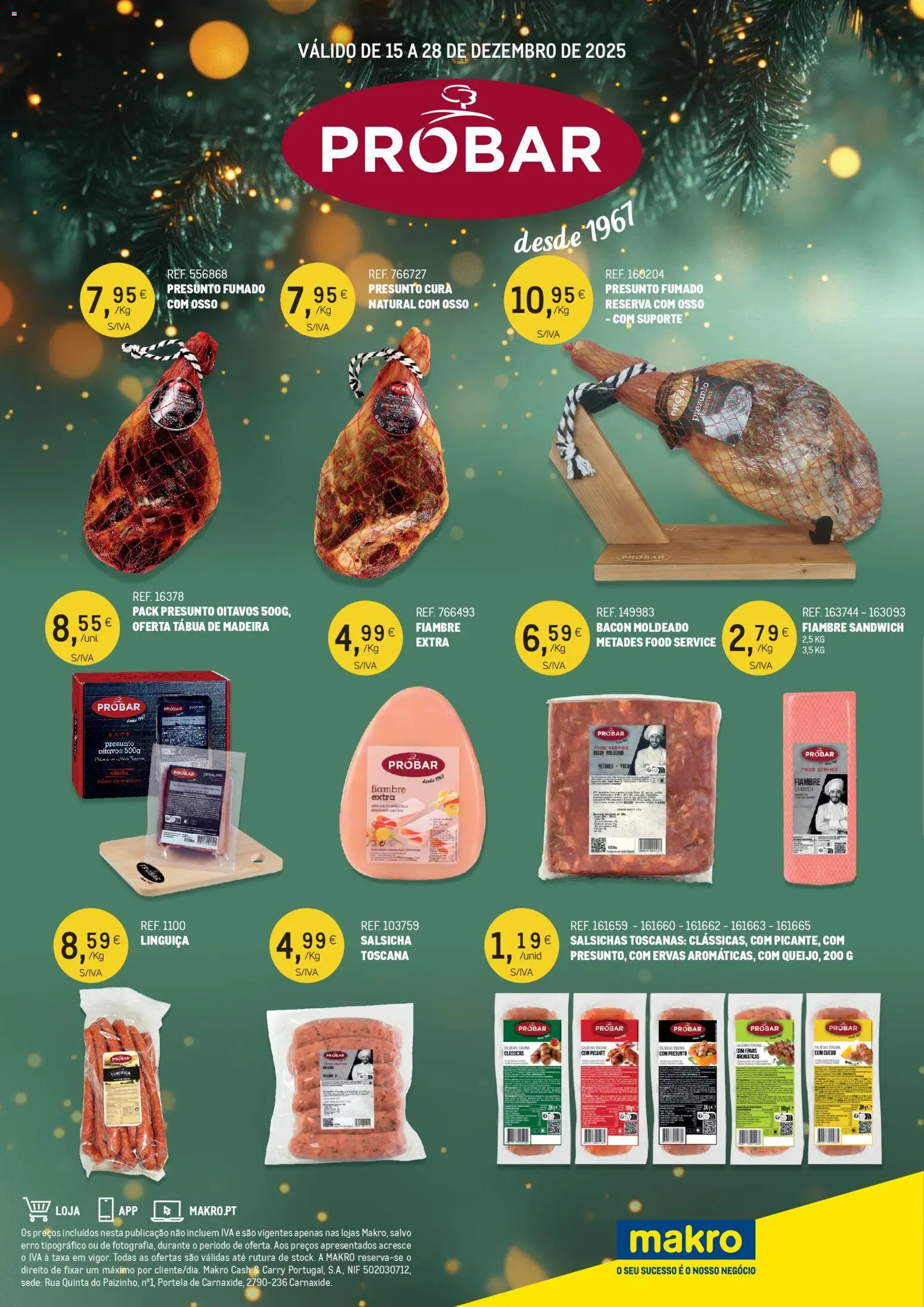 Makro Monofolha Probar │ válido de 15.12.2025 | Página: 1 | Produtos: Tábua, Bacon, Linguiça, Presunto