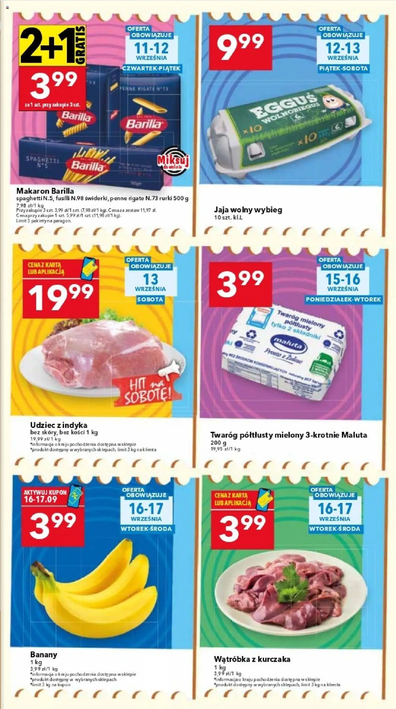 Lewiatan gazetka - Warszawa od 11.09.2025 | Strona: 3 | Produkty: Twaróg półtłusty, Makaron Barilla, Twaróg, Jaja