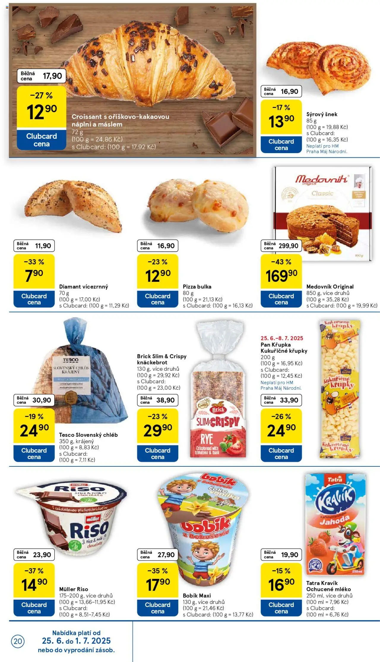 Tesco leták - Hypermarket od 25.06.2025 | Strana: 20 | Produkty: Mléko, Knäckebrot, Croissant, Křupky