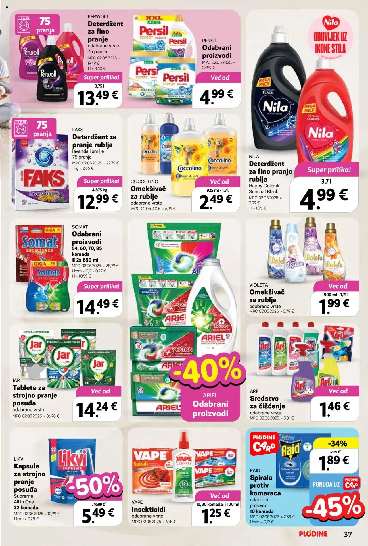 Plodine katalog | vrijedi od 18.06.2025 | Stranica: 37 | Proizvodi: Faks, Perwoll, Coccolino, Persil