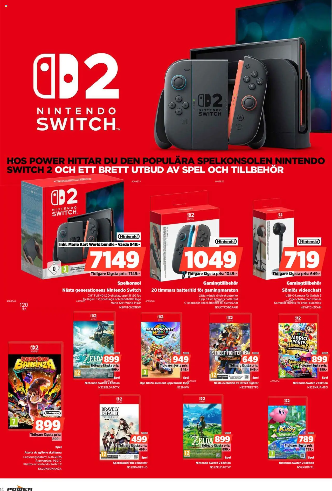 Power reklamblad aktuell från 06.10.2025 | Sida: 14 | Produkter: Spelkonsol, Spel, Nintendo switch