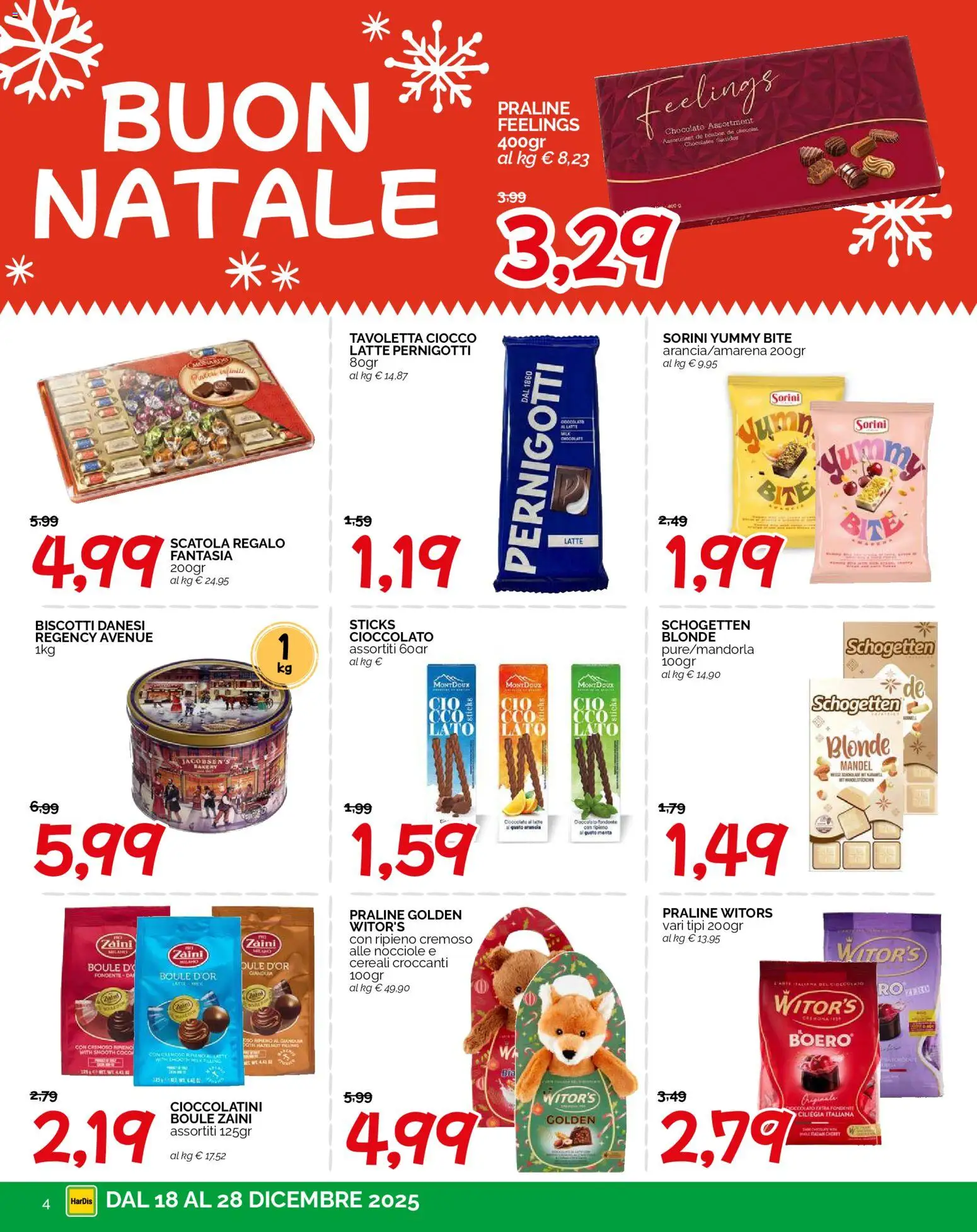 Volantino HarDis del 18.12.2025 | Pagina: 4 | Prodotti: Cioccolato, Cereali, Nocciole, Cioccolatini