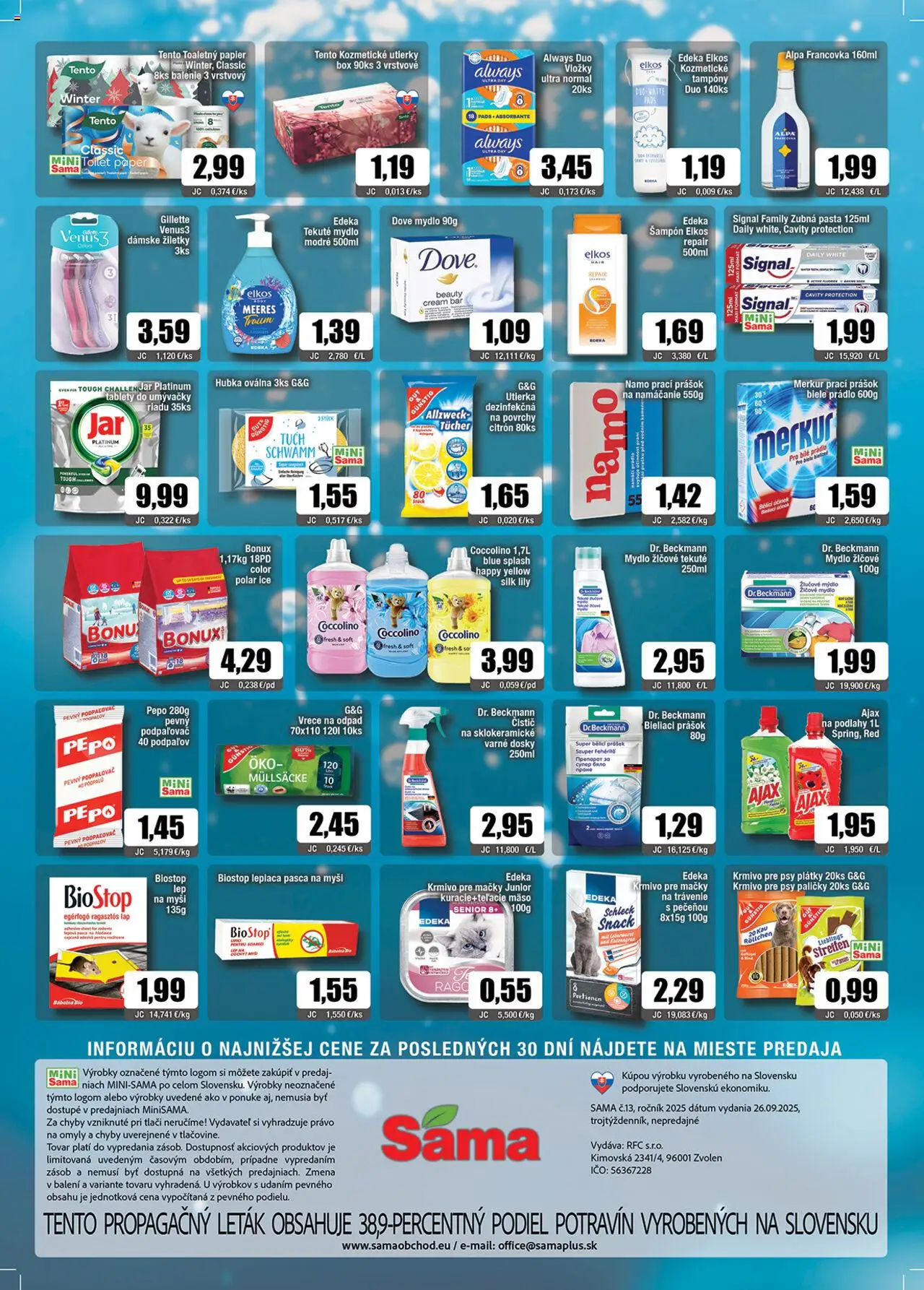 Nové Sama akcie – leták je platný od 03.10.2025 | Strana: 12 | Produkty: Prací prášok, Alpa, Coccolino, Jar