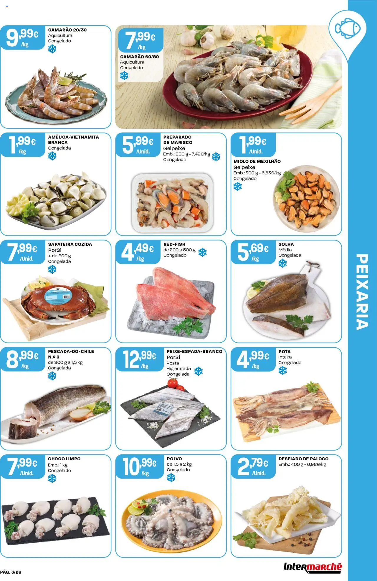 Intermarché folheto │ válido de 03.07.2025 | Página: 3 | Produtos: Polvo, Camarão, Sapateira