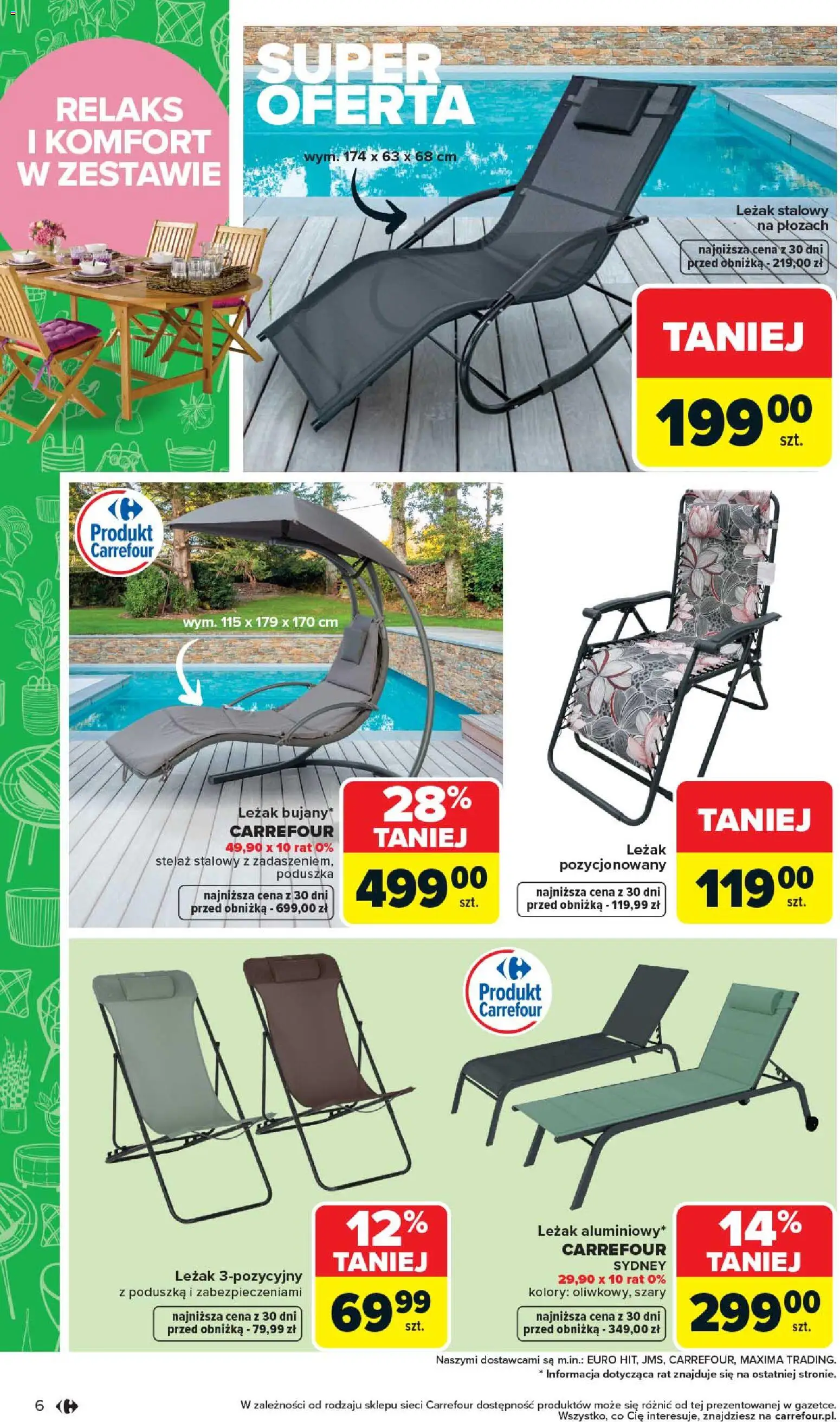 Carrefour gazetka - Łap super okazje od 27.04.2026 | Strona: 6 | Produkty: Poduszka, Leżak