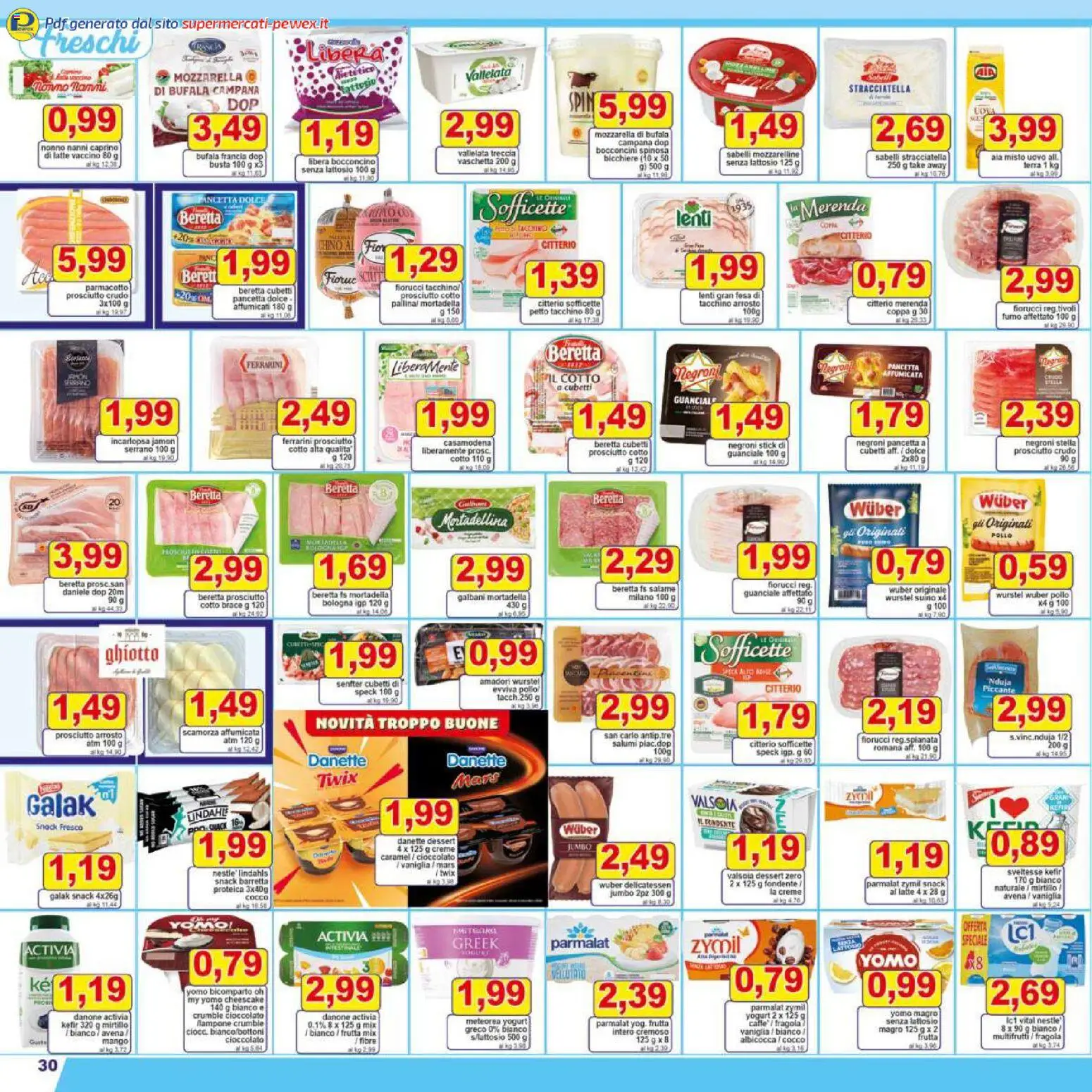 Volantino Pewex del 16.12.2025 | Pagina: 30 | Prodotti: Prosciutto Crudo, Cioccolato, Suino, Latte