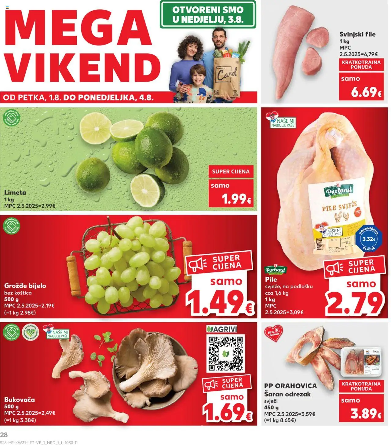 Kaufland katalog | vrijedi od 30.07.2025 | Stranica: 28 | Proizvodi: Šaran, Svinjski file, Limeta, Grožđe