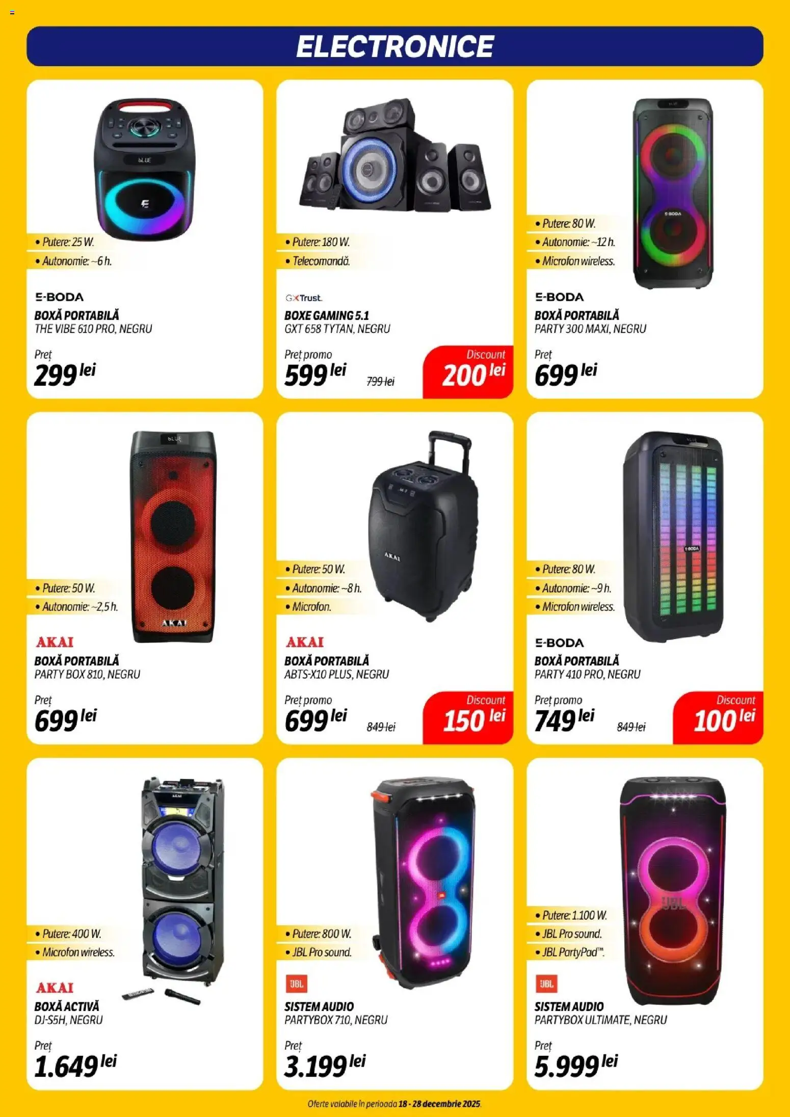Noul catalog Flanco – valabil de la 18.12.2025 | Pagină: 12 | Produse: Audio, Microfon, Sistem audio, Boxă portabilă