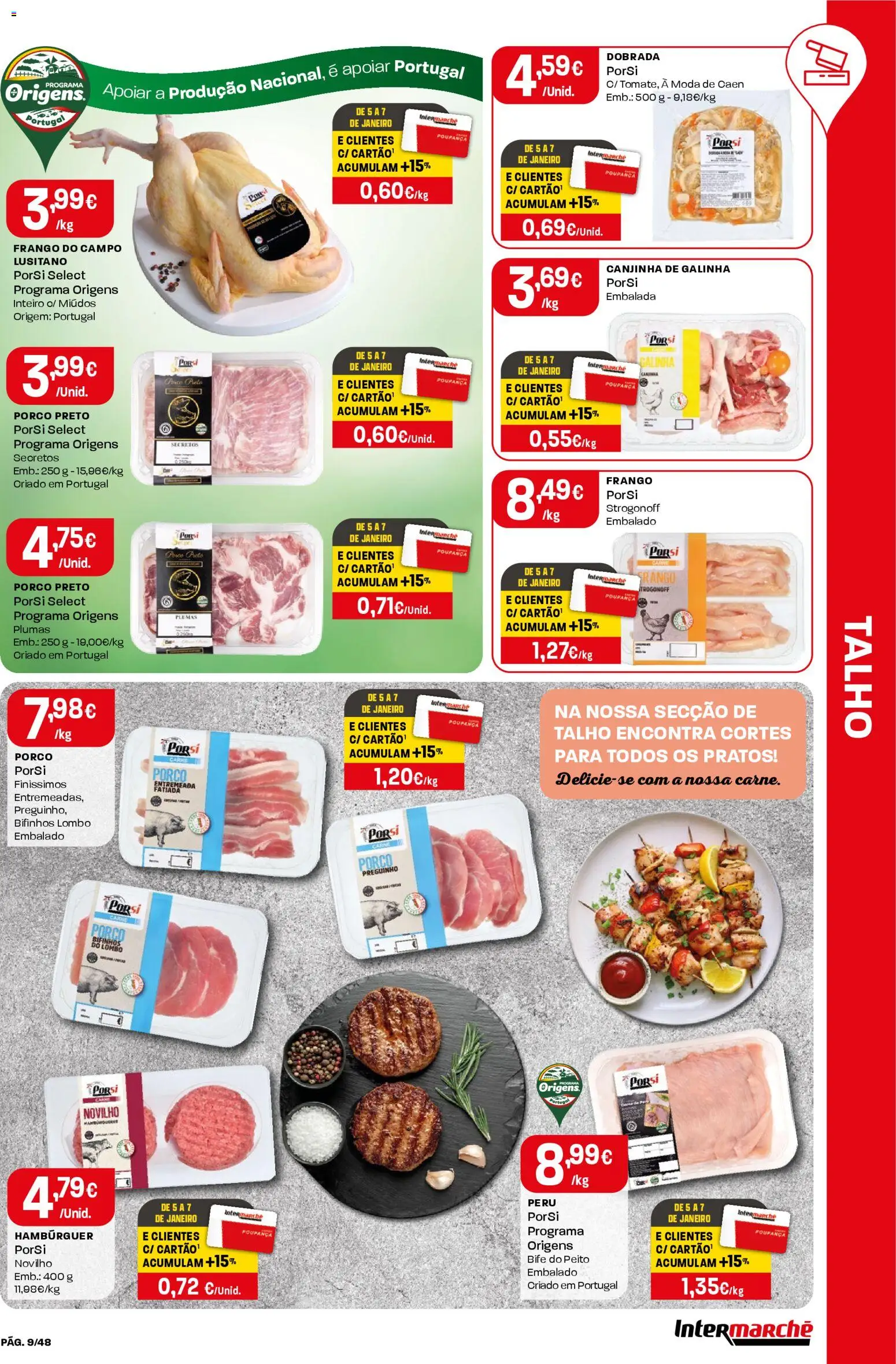 Intermarché folheto │ válido de 02.01.2026 | Página: 9 | Produtos: Pratos, Hambúrguer, Lombo, Carne