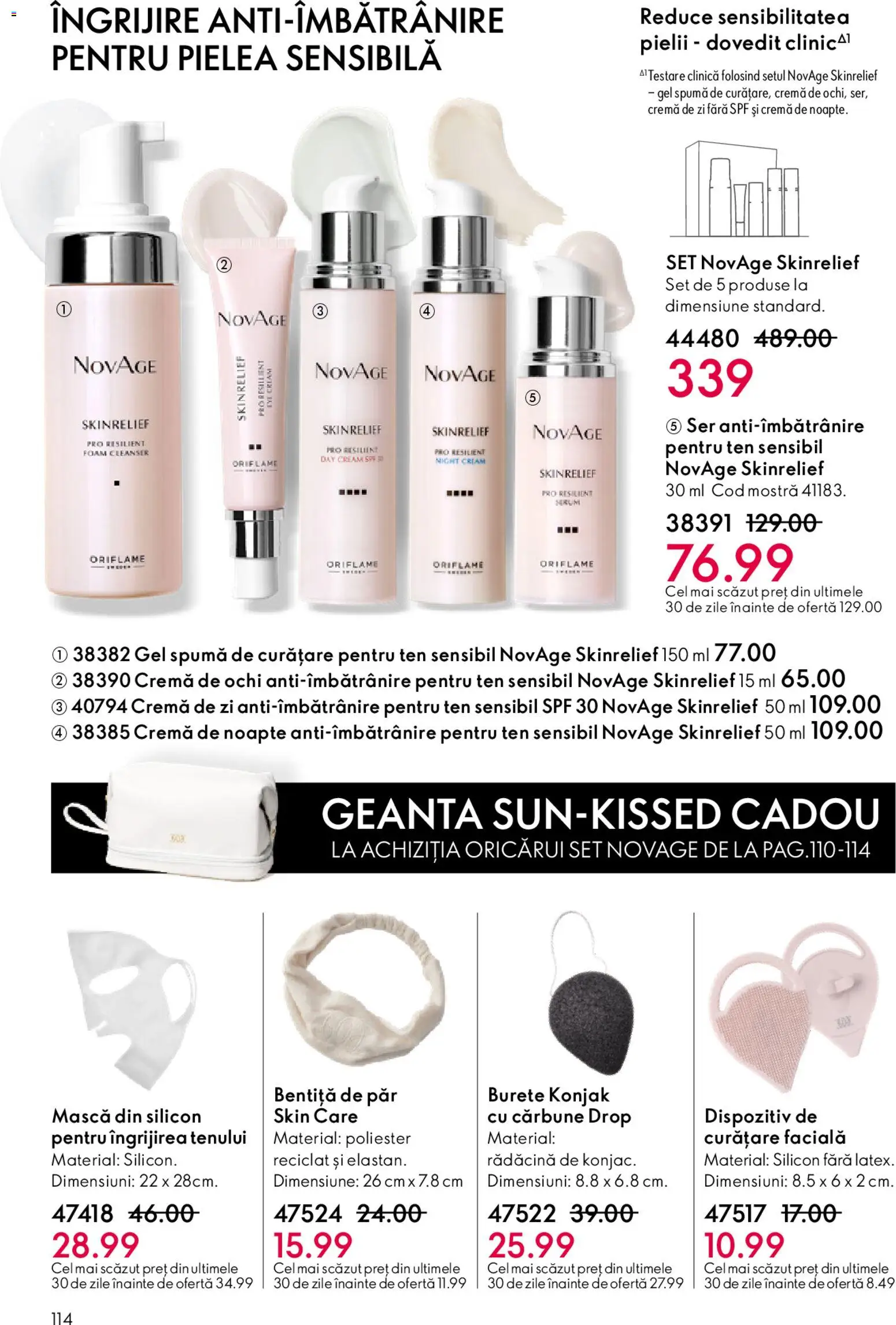 Noul catalog Oriflame – valabil de la 04.03.2026 | Pagină: 114 | Produse: Cremă de noapte, Geantă, Burete, Cremă