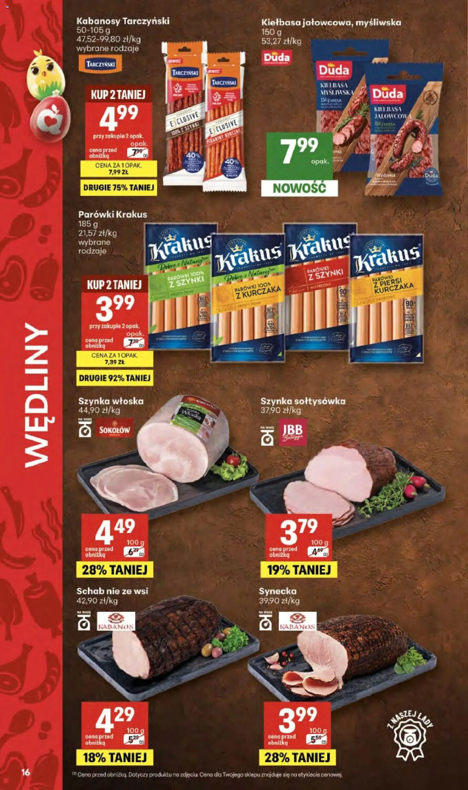 Delikatesy Centrum gazetka od 02.04.2026 | Strona: 16 | Produkty: Kiełbasa, Myśliwska, Szynka, Wędliny