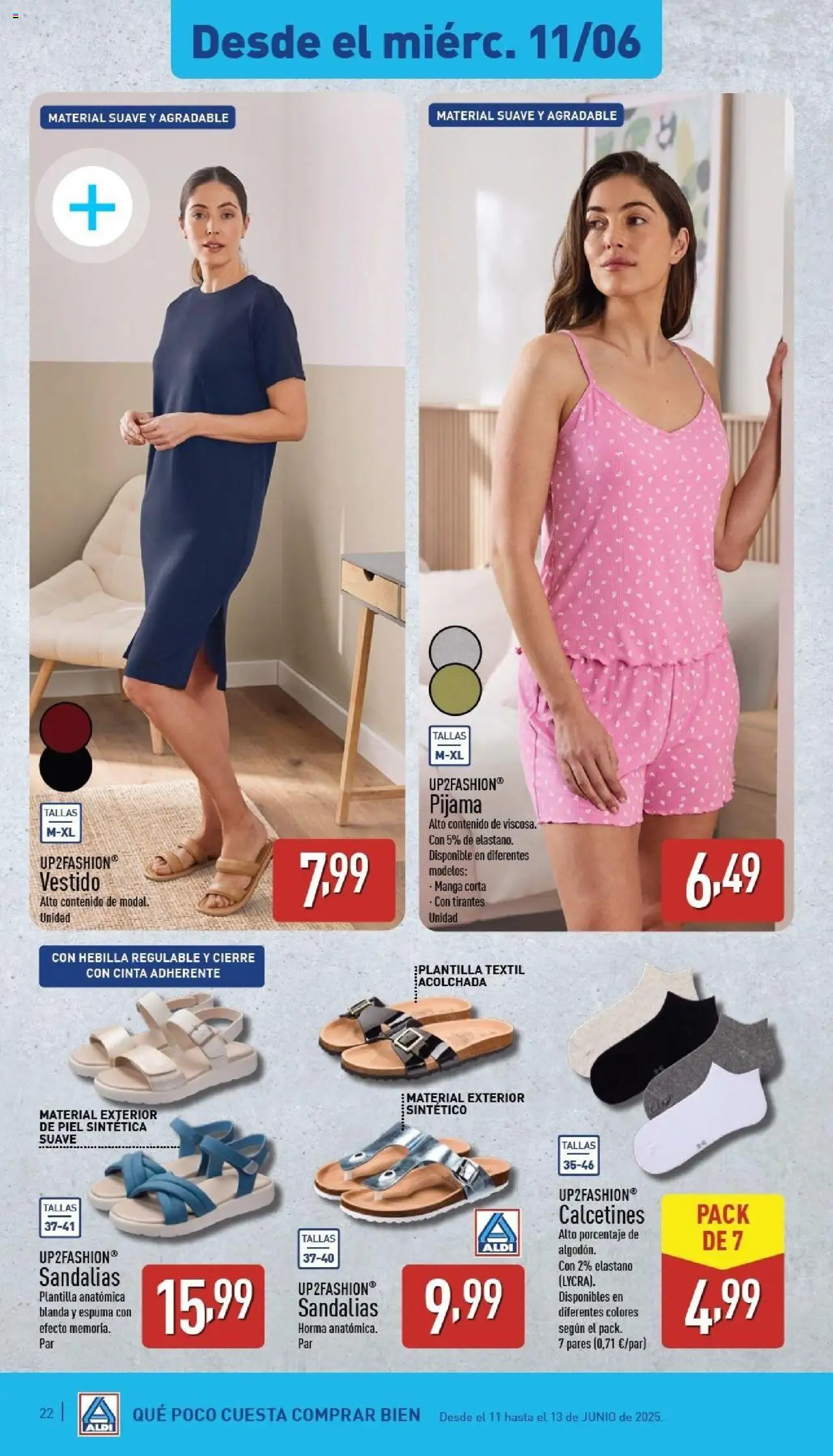 Aldi folleto Canarias │ válido desde el 09.06.2025 | Página: 22 | Productos: Pijama, Sandalias