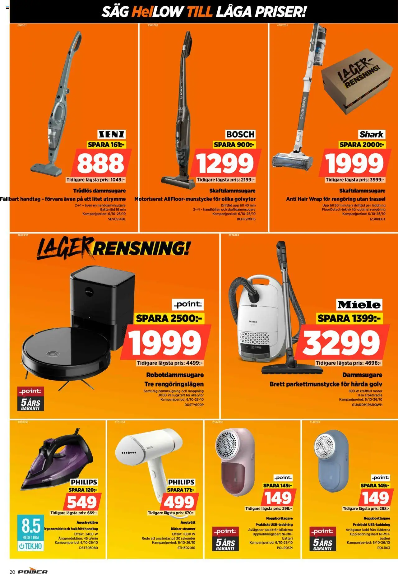 Power reklamblad aktuell från 06.10.2025 | Sida: 20 | Produkter: Dammsugare, Såg, Skaftdammsugare, Robotdammsugare