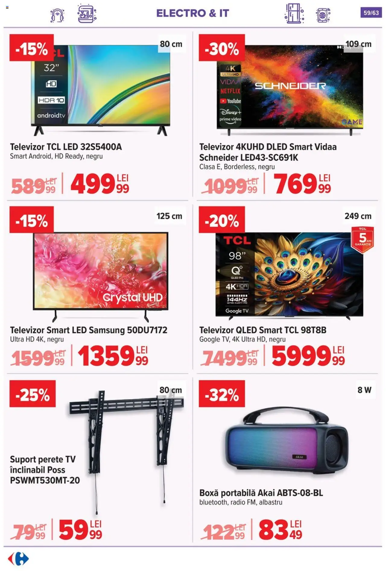 Noul catalog Carrefour – valabil de la 17.09.2025 | Pagină: 59 | Produse: Televizor, Video, Radio, Babak
