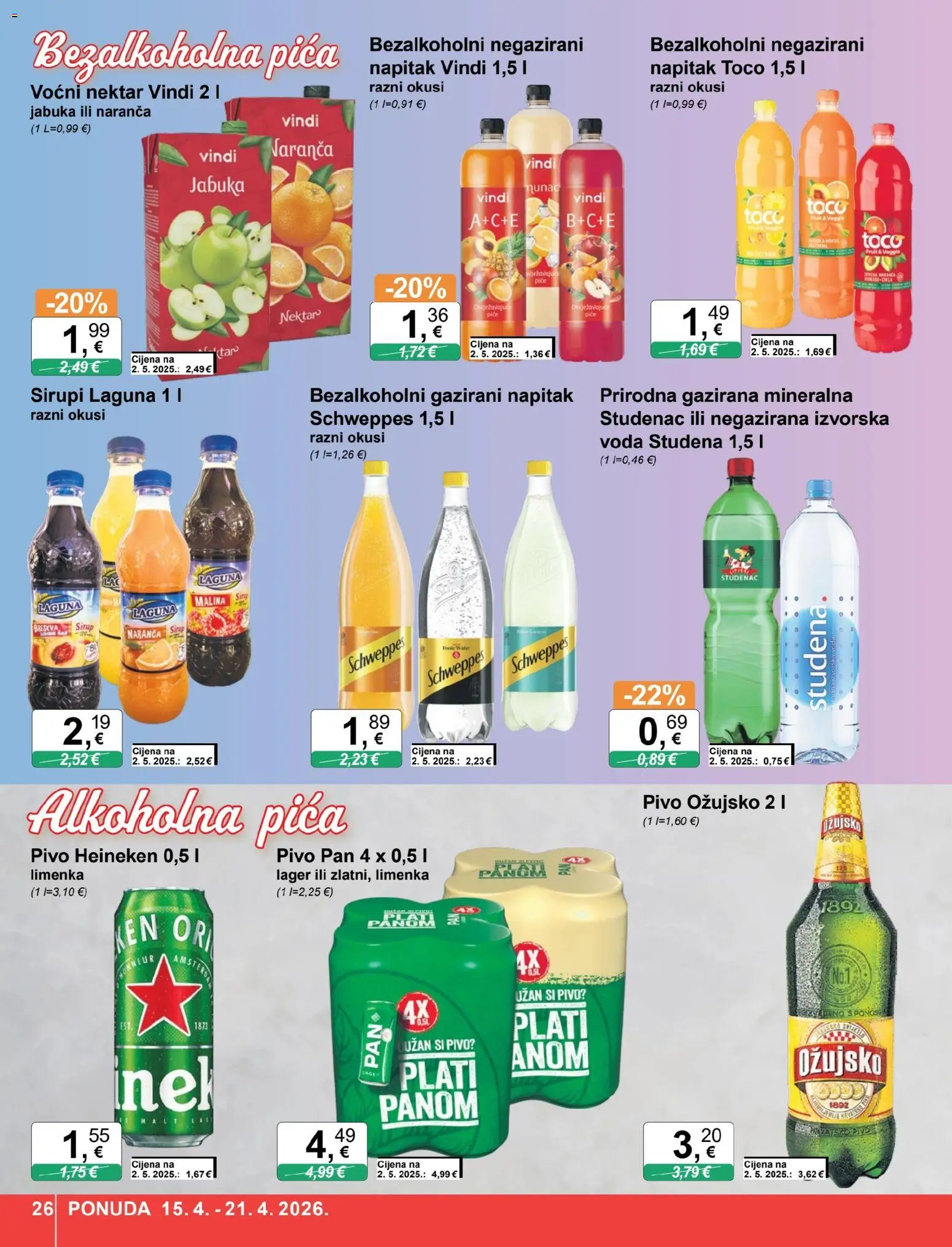KTC katalog | vrijedi od 15.04.2026 | Stranica: 26 | Proizvodi: Pivo, Heineken, Ožujsko, Jabuka