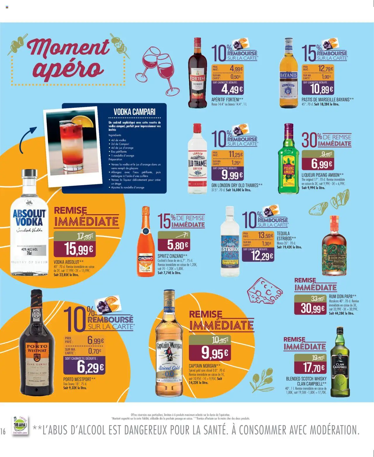  | Page: 16 | Produits: Pastis, Jus d'orange, Liqueur, Thé