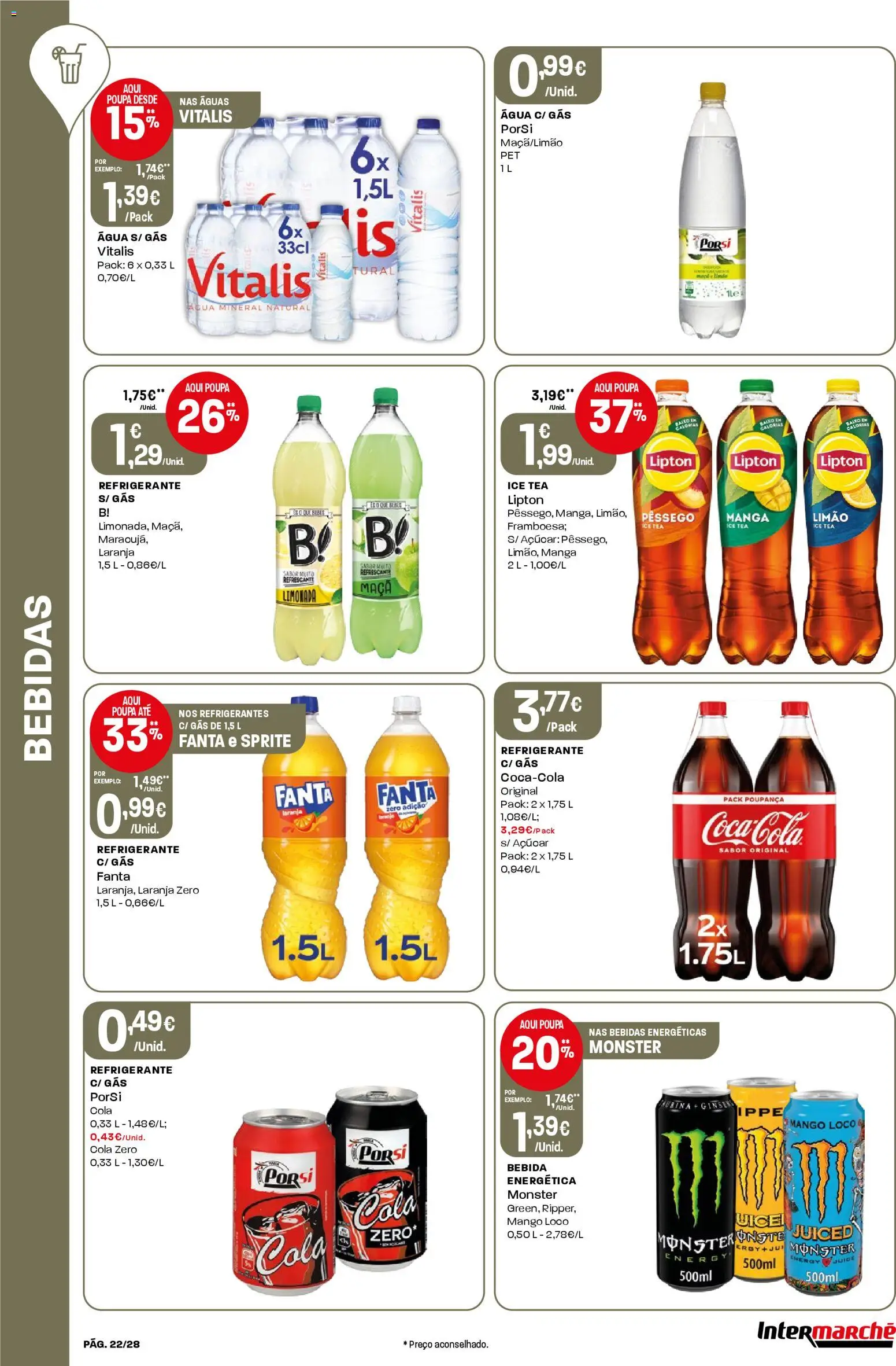 Intermarché Folheto Contact │ válido de 22.01.2026 | Página: 22 | Produtos: Maça, Açúcar, Água mineral, Bebida