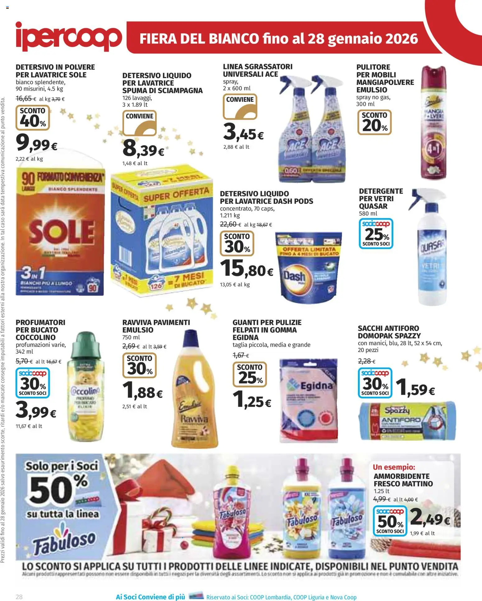 Volantino Ipercoop del 22.12.2025 | Pagina: 28 | Prodotti: Detersivo in polvere, Detergente, Lavatrice, Data
