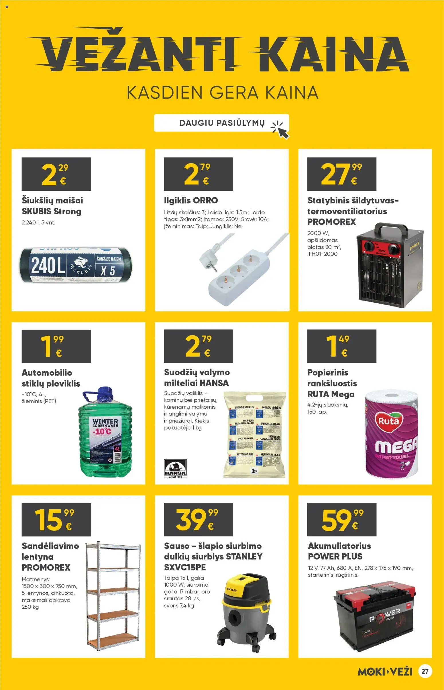 MOKI VEŽI akcijos nuo 11.12.2025 | Puslapis: 27 | Prekių: Rankšluostis, Lentyna, Ploviklis, Akumuliatorius