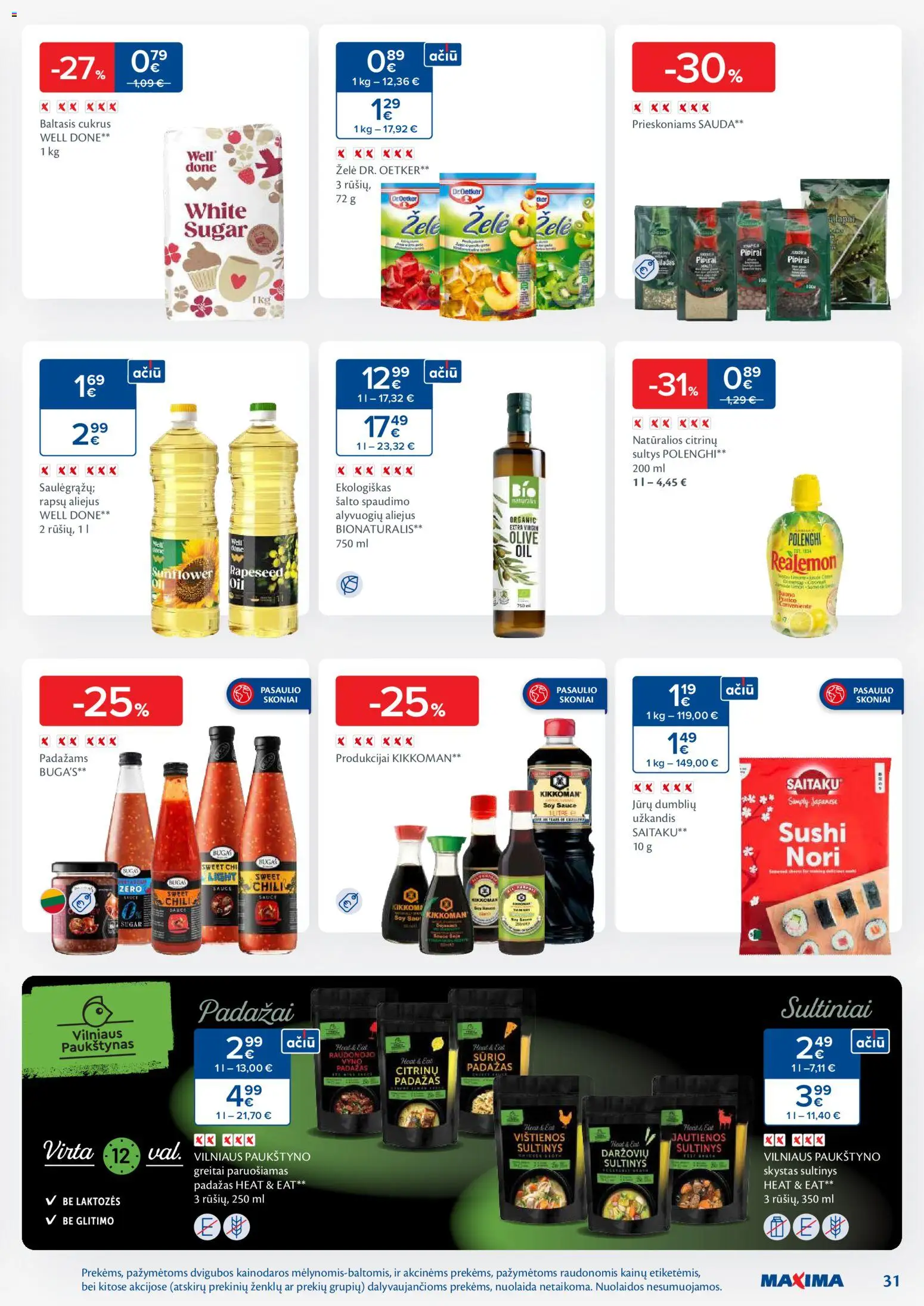 MAXIMA akcijos nuo 20.01.2026 | Puslapis: 31 | Prekių: Jautienos, Sultys, Cukrus, Padažas