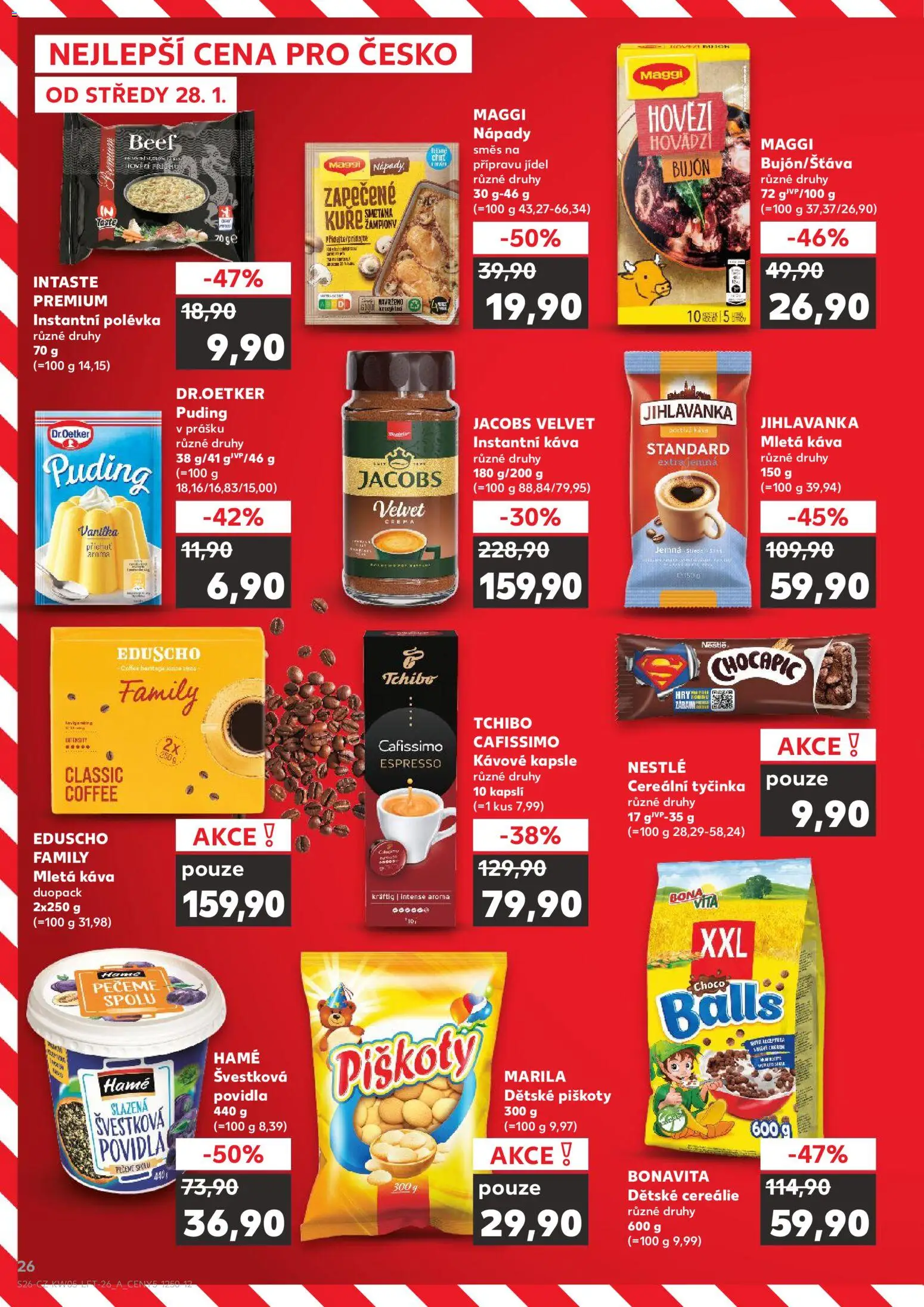 Kaufland leták - Plzeň Bory od 28.01.2026 | Strana: 26 | Produkty: Povidla, Instantní káva, Piškoty, Puding