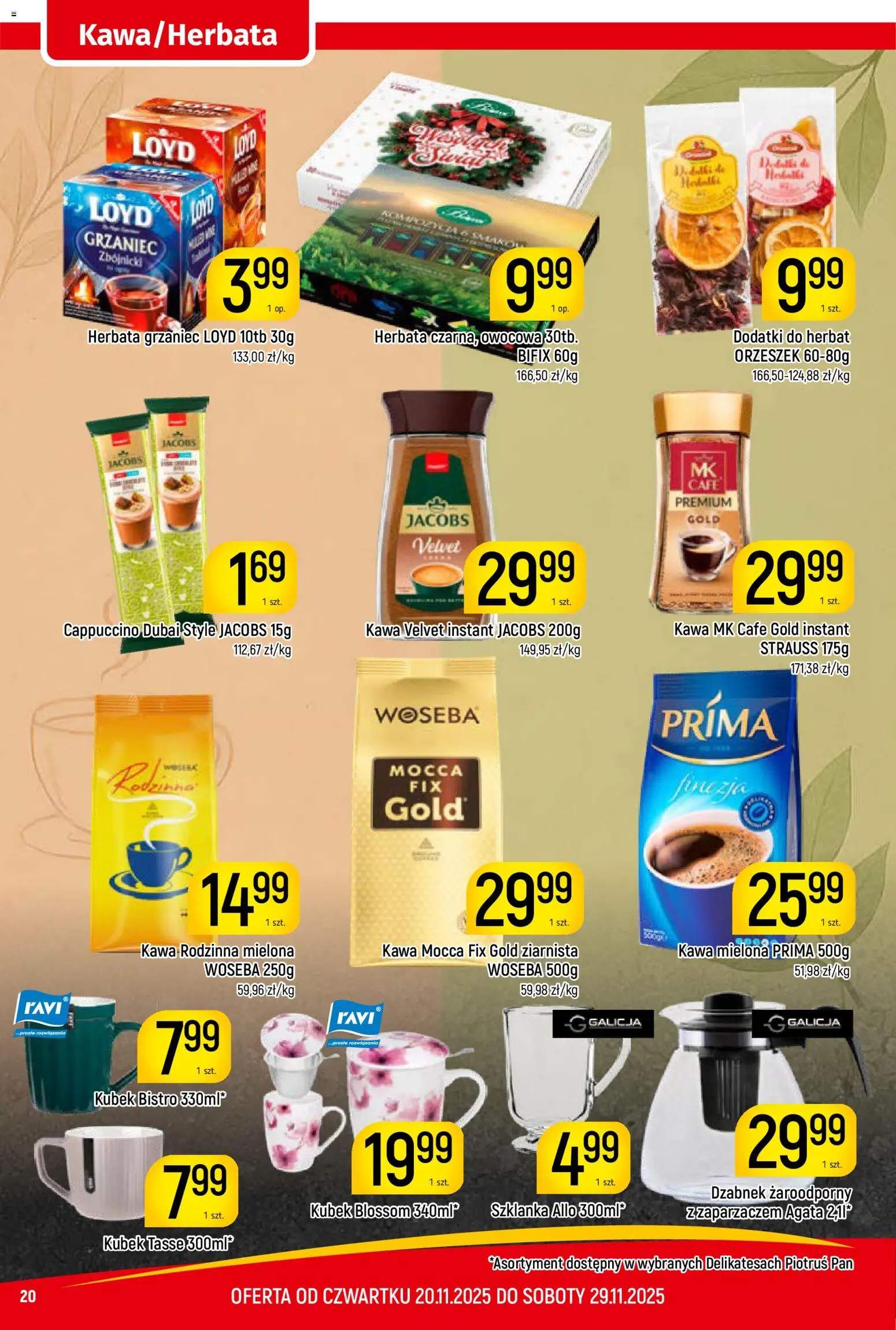 Piotruś Pan Gazetka od 20.11.2025 | Strona: 20 | Produkty: Kawa mielona Prima, Cappuccino, Kawa, Herbata