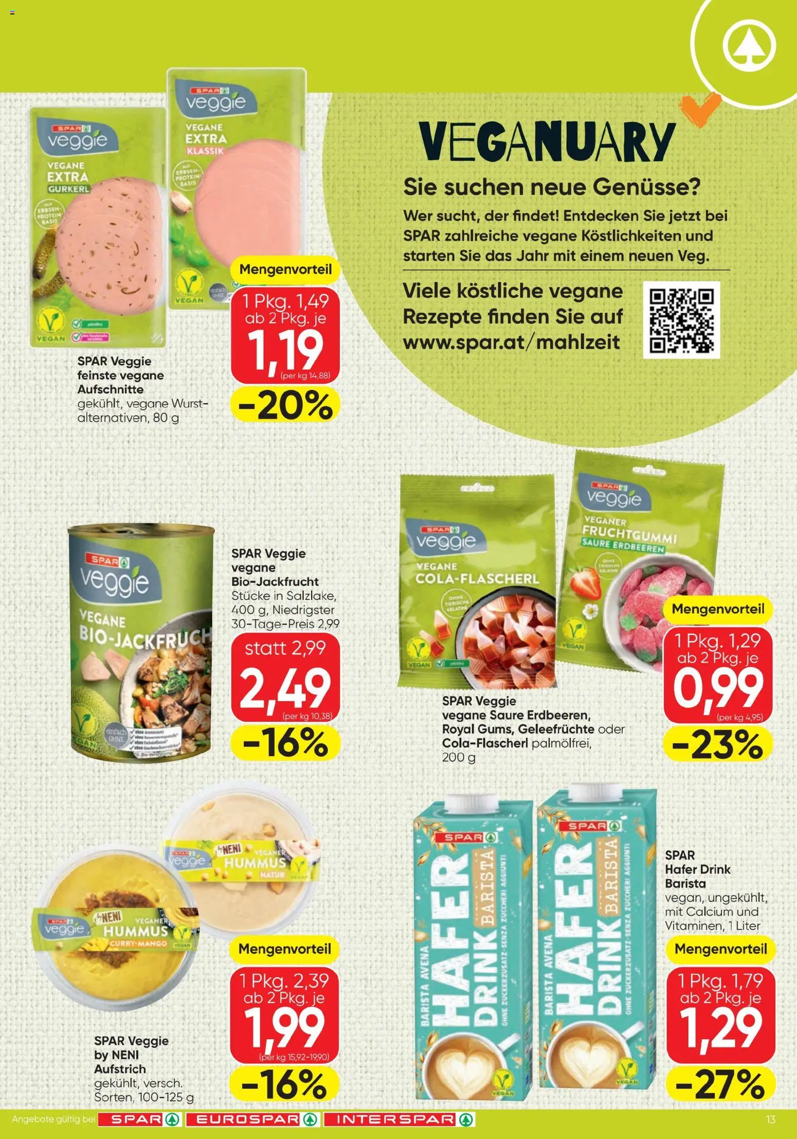 Spar Flugblatt gültig ab 02.01.2026 | Seite: 13 | Produkte: Erdbeeren, Wurst, Erbsen