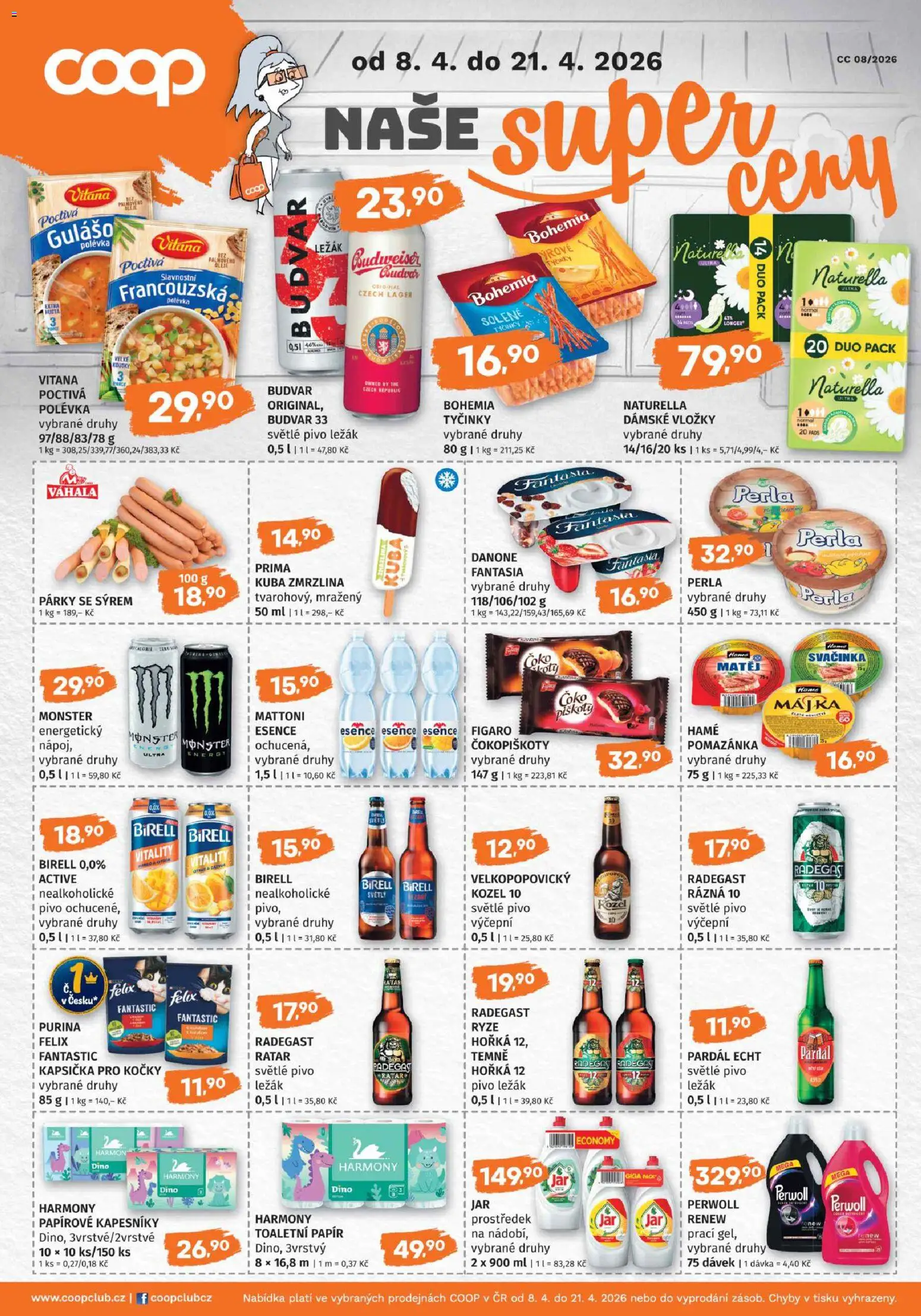 Konzum leták od 08.04.2026 | Strana: 4 | Produkty: Mattoni, Monster, Piškoty, Zmrzlina