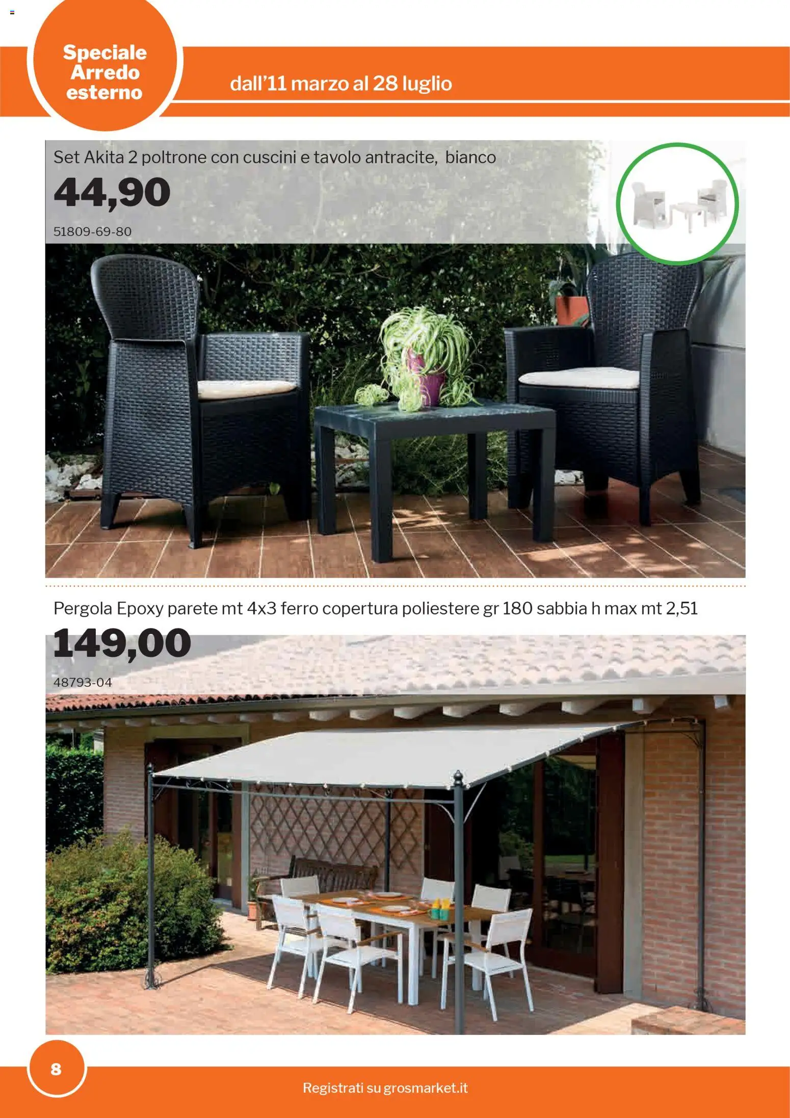 Volantino Sogegross del 11.03.2026 | Pagina: 8 | Prodotti: Pergola, Tavolo