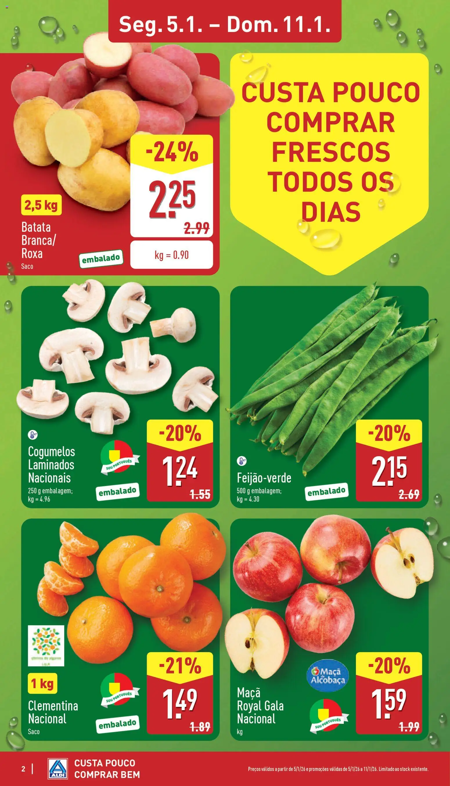 Aldi folheto │ válido de 05.01.2026 | Página: 2 | Produtos: Batata, Maça, Cogumelos