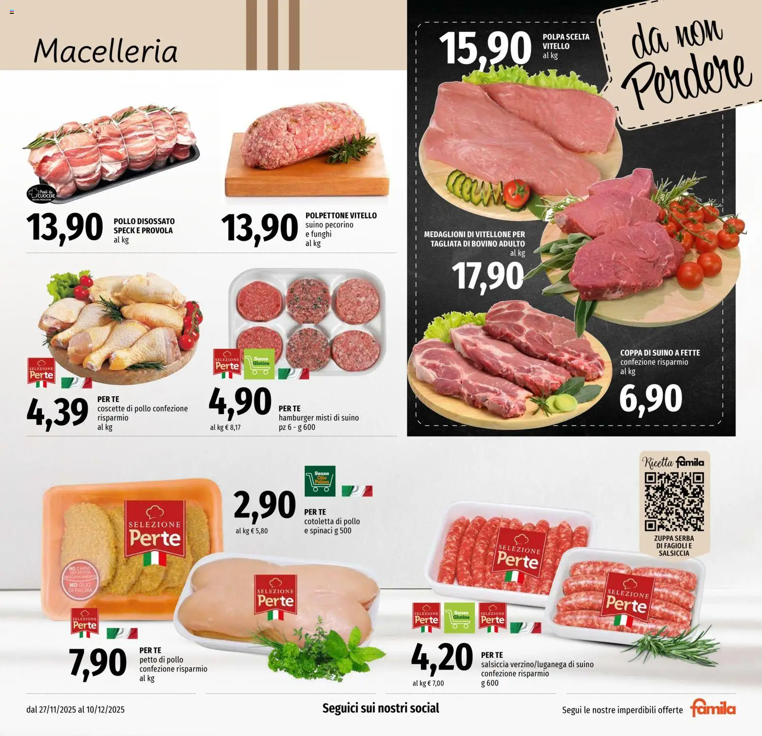 Volantino Famila del 27.11.2025 | Pagina: 5 | Prodotti: Speck, Tè, Fagioli, Spinaci