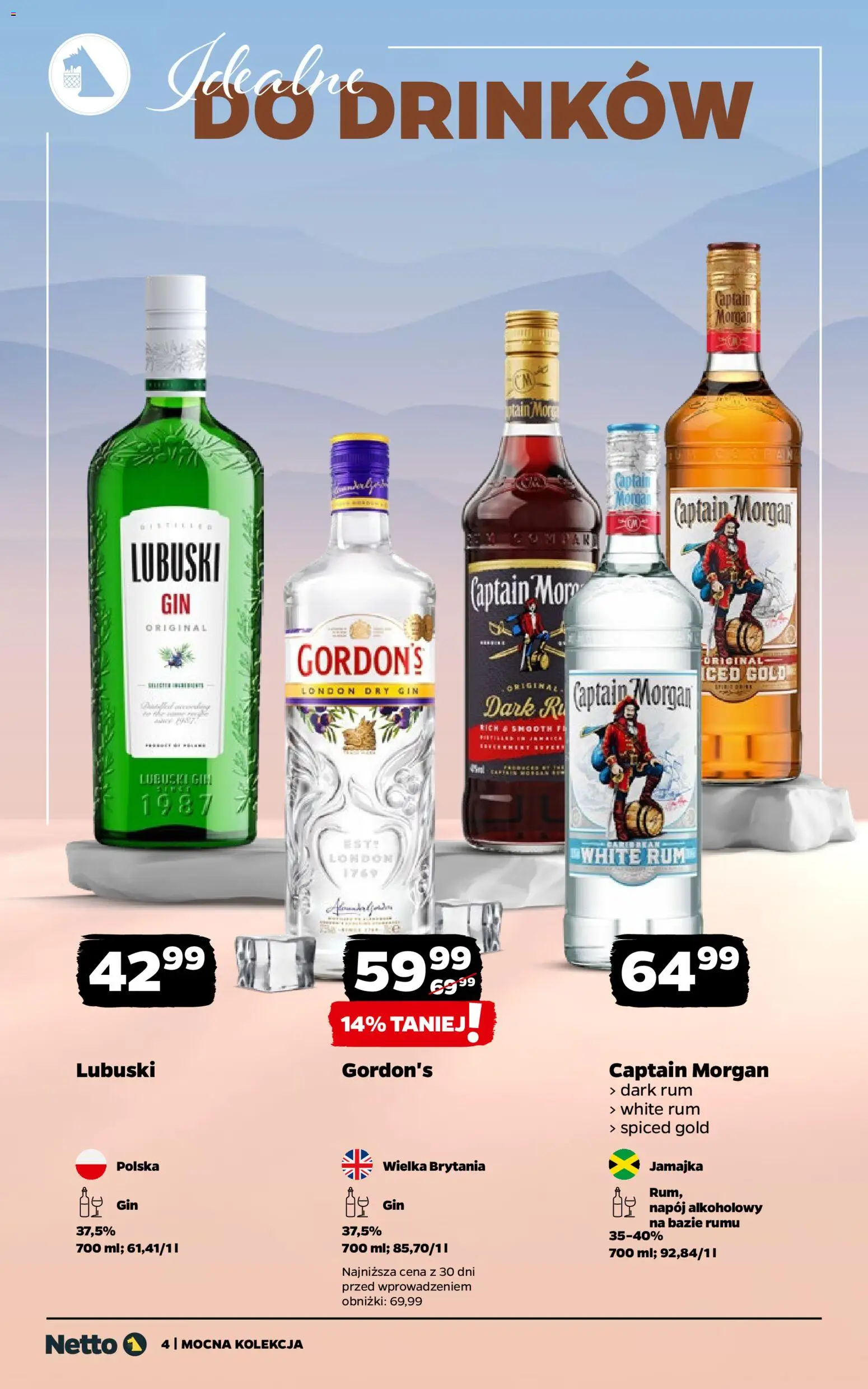 Netto gazetka - Alkohole mocne od 24.11.2025 | Strona: 4 | Produkty: Captain Morgan, Rum, Gin