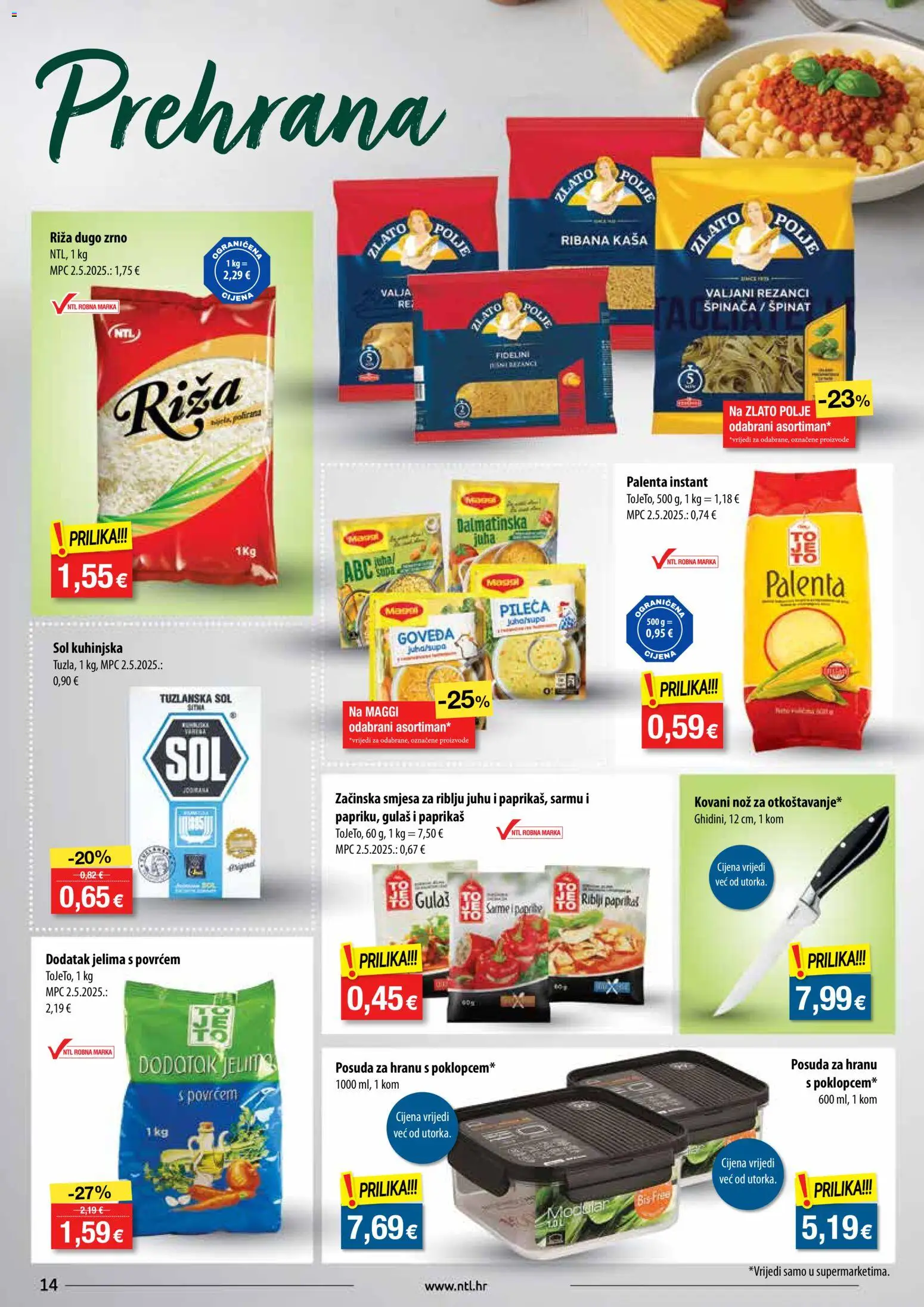 NTL katalog | vrijedi od 26.11.2025 | Stranica: 14 | Proizvodi: Špinat, Riža, Juha, Palenta