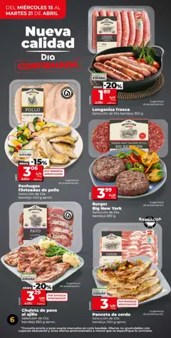 Vista previa Dia - folleto Market válido desde el 15.04.2026 | Página: 6 | Productos: Cerdo, Longaniza, Peso, Bandeja