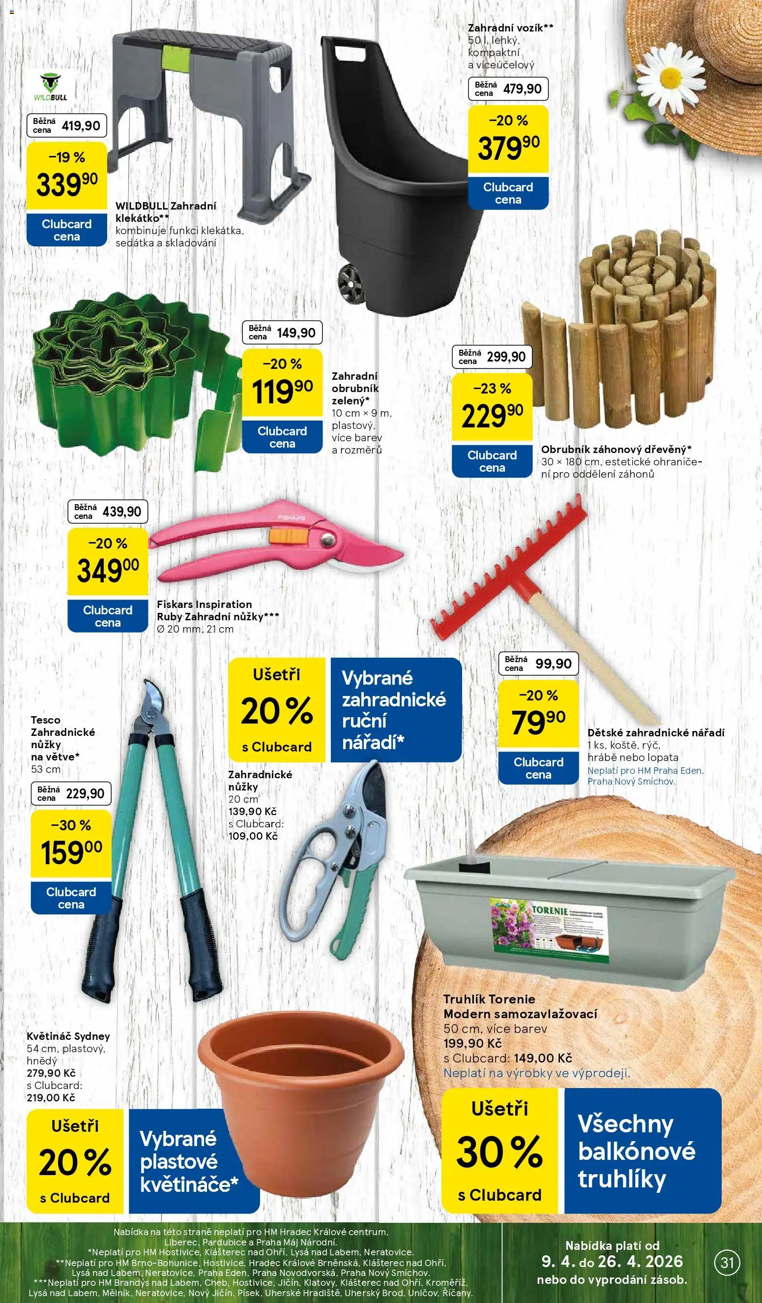 Tesco leták - Hypermarket od 07.04.2026 | Strana: 31 | Produkty: Klekátko, Lopata, Květináč, Hrábě