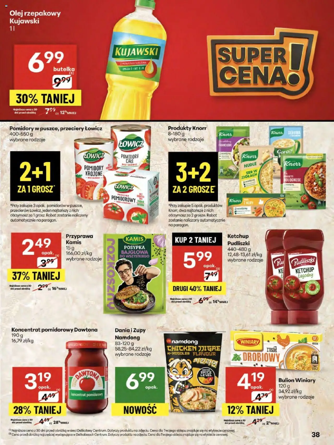 Delikatesy Centrum Gazetka od 21.08.2025 | Strona: 38 | Produkty: Olej rzepakowy, Przecier pomidorowy, Ser, Pomidory