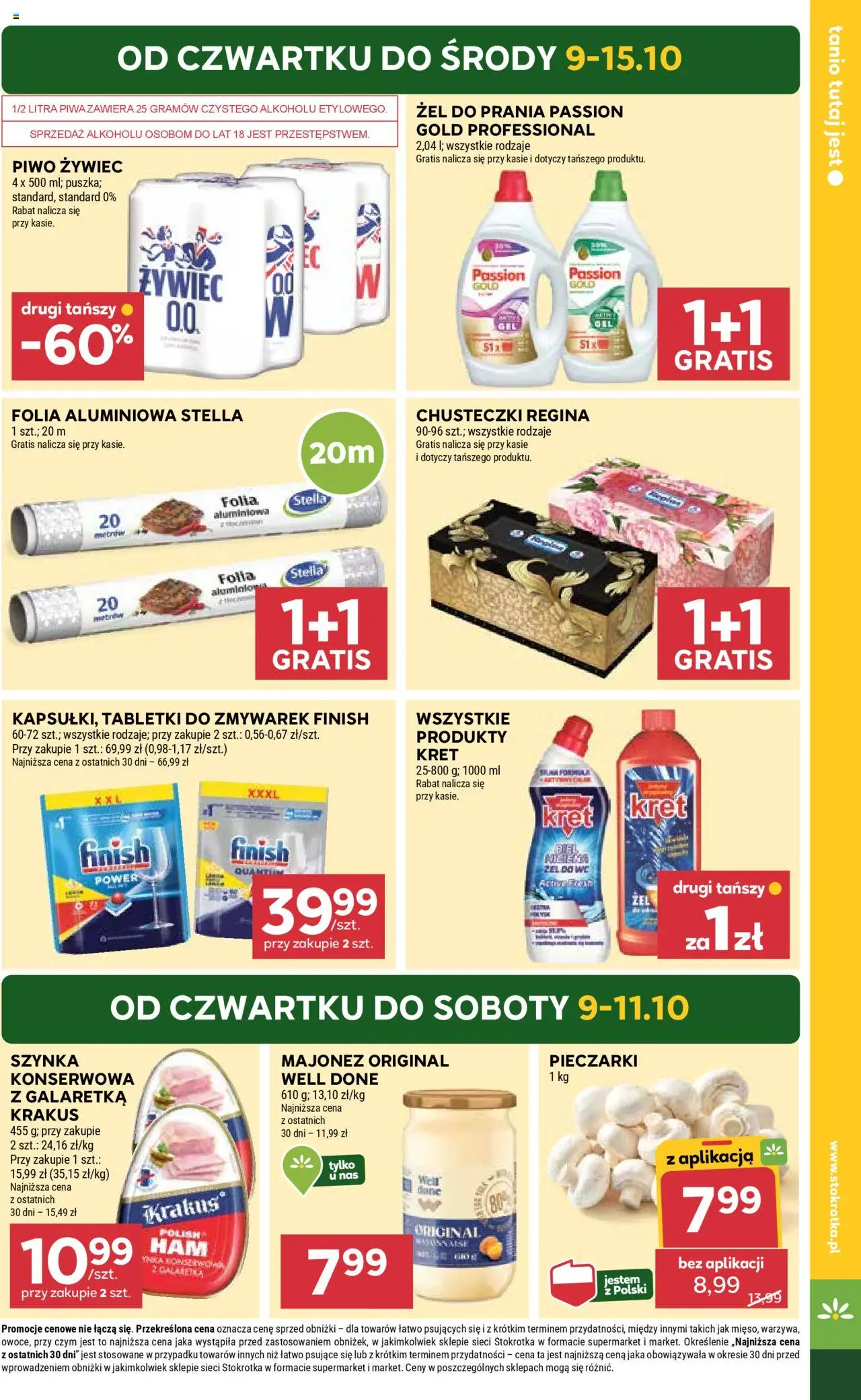 Stokrotka Gazetka - Market od 09.10.2025 | Strona: 3 | Produkty: Pieczarki, Szynka, Piwo, Finish