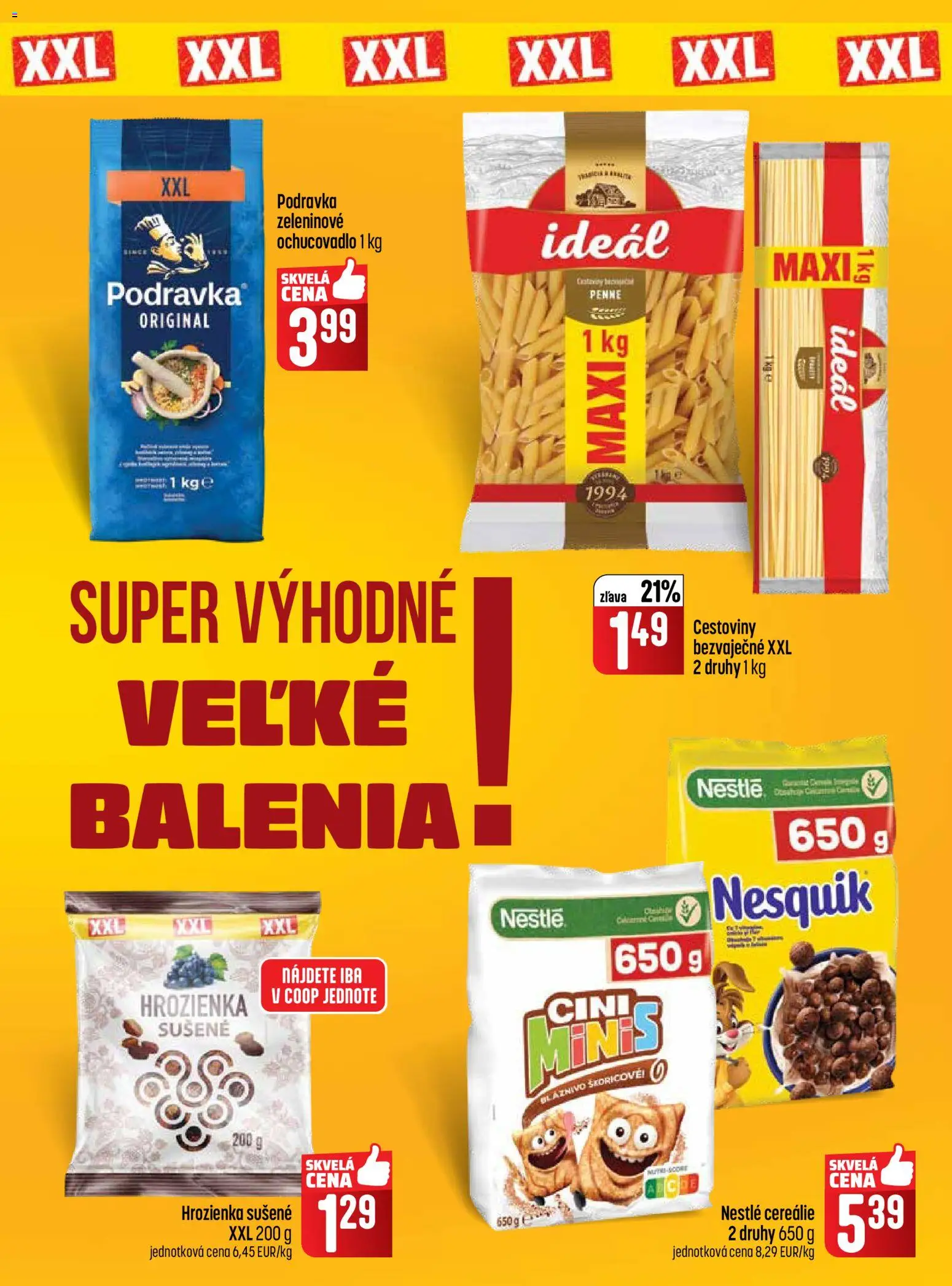 Nové COOP Jednota akcie – leták je platný od 12.02.2026 | Strana: 7 | Produkty: Penne, Cestoviny, Hrozienka, Nesquik