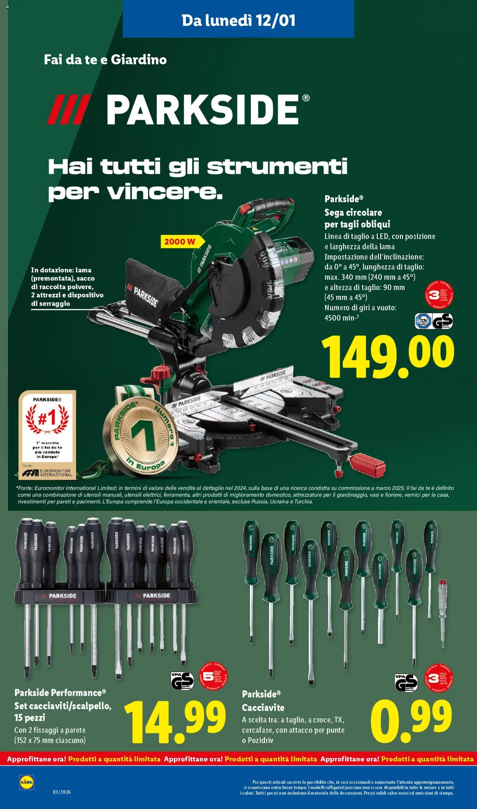 Volantino Lidl del 12.01.2026 | Pagina: 28 | Prodotti: Tè, Cacciavite, Sega
