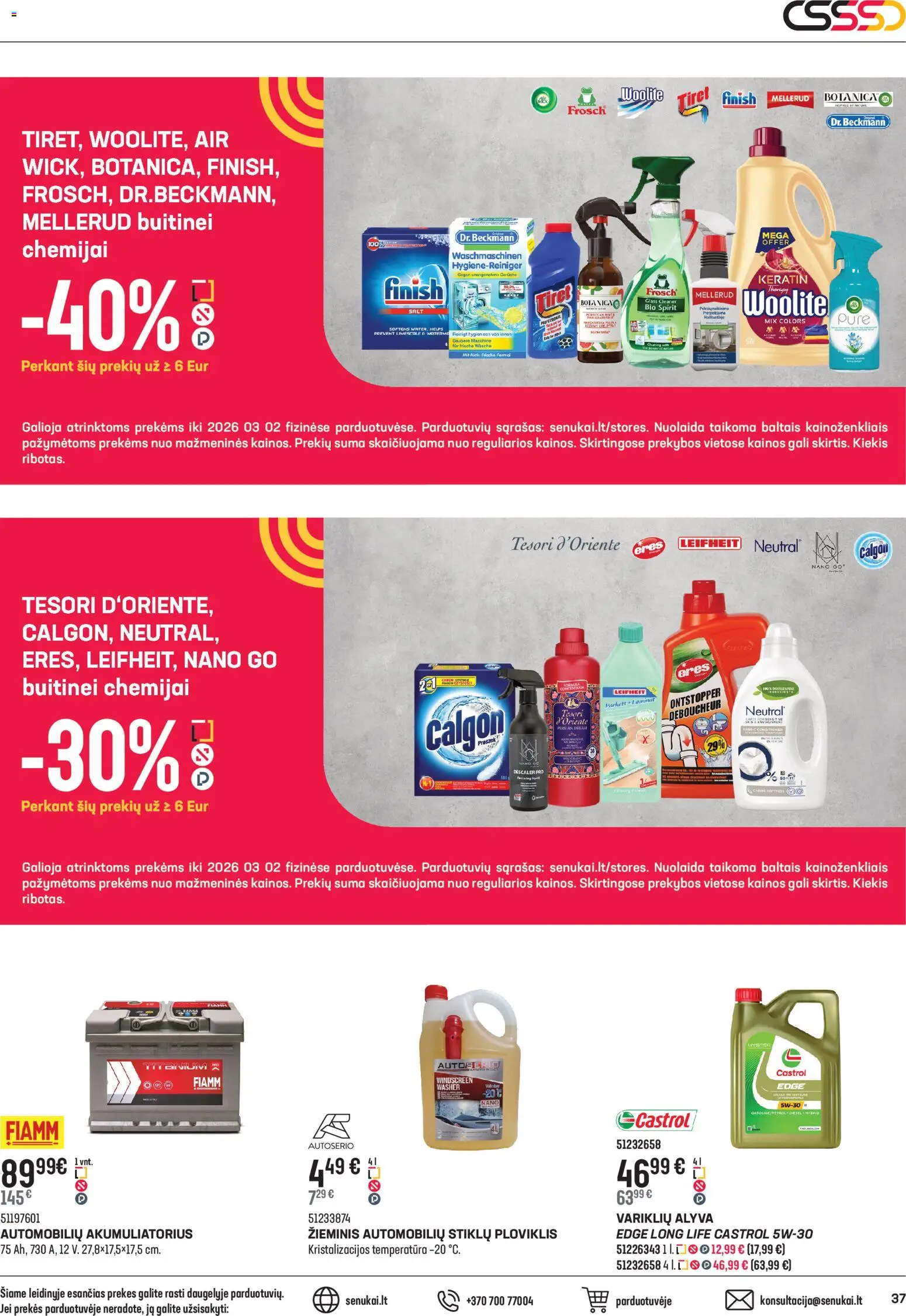 Senukai akcijos nuo 04.02.2026 | Puslapis: 37 | Prekių: Alyva, Ploviklis, Akumuliatorius