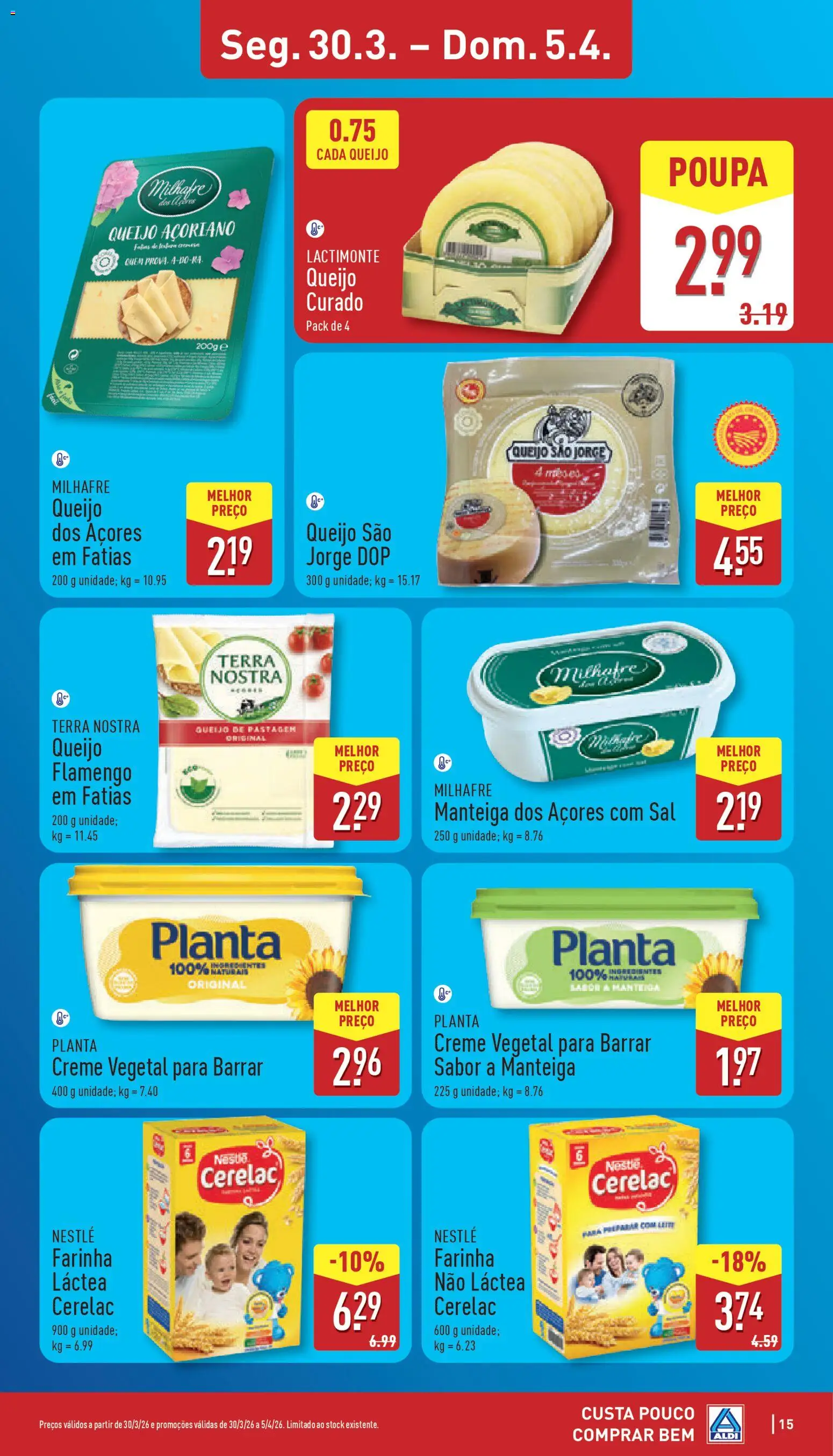 Aldi folheto │ válido de 30.03.2026 | Página: 15 | Produtos: Manteiga, Queijo, Nestlé, Creme