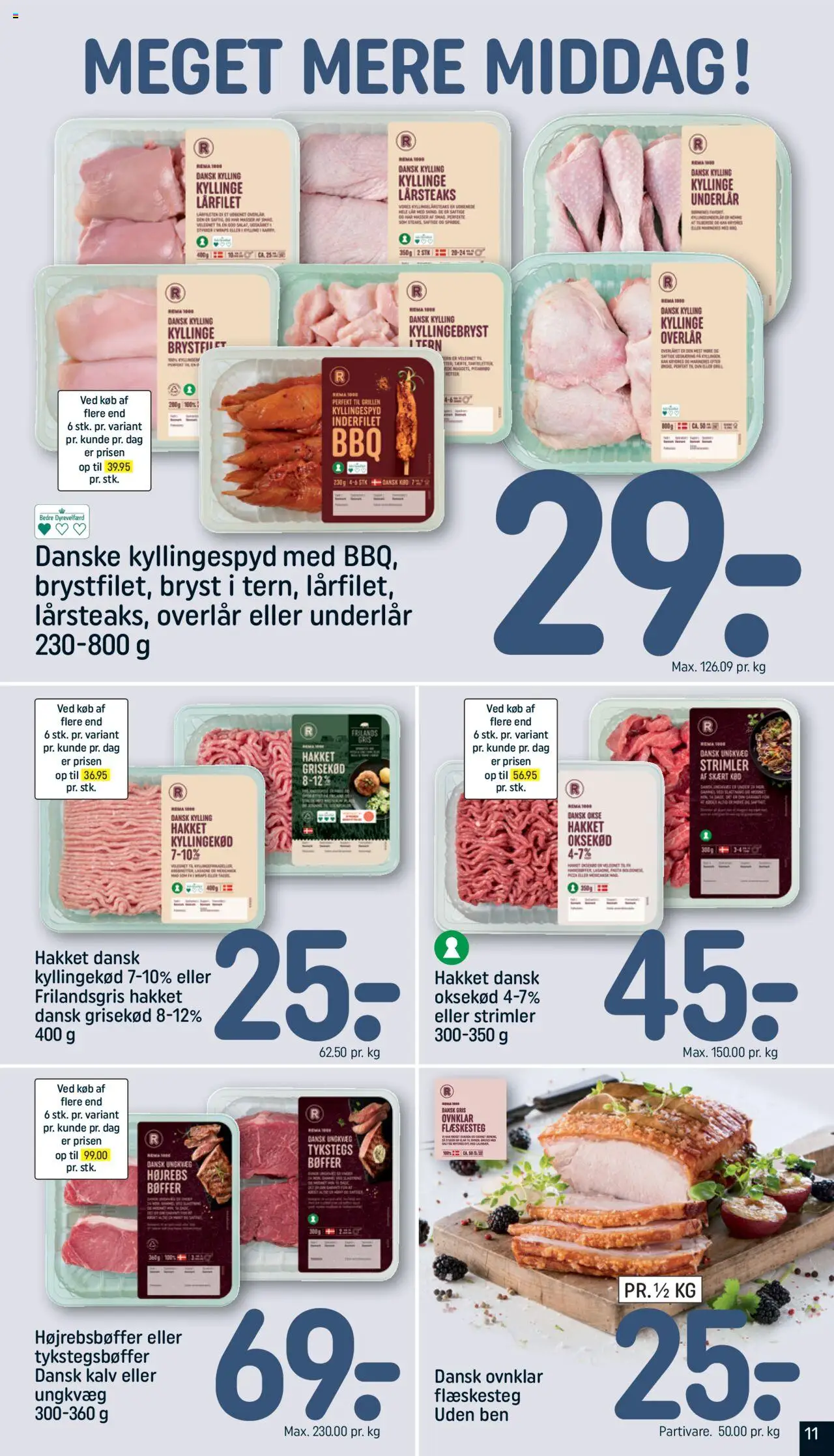 Rema 1000 Tilbudsavis gyldig fra 10.06.2025 | Side: 11 | Produkter: Kyllingekød, Bøffer, Oksekød, Flæskesteg