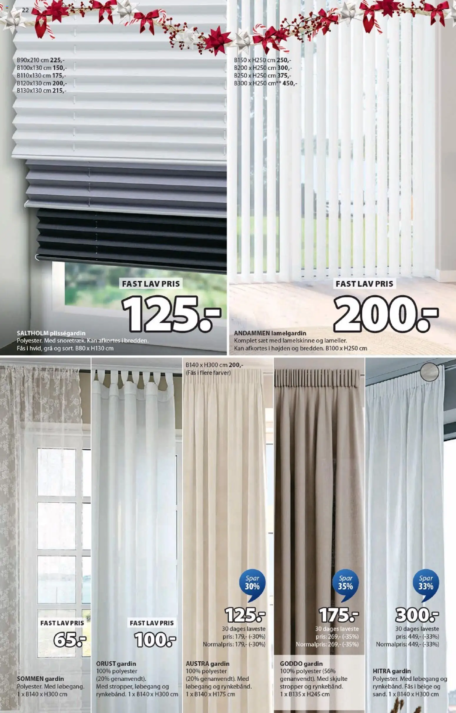 JYSK tilbudsavis – gyldig fra 24.10.2025 | Side: 22 | Produkter: Plisségardin