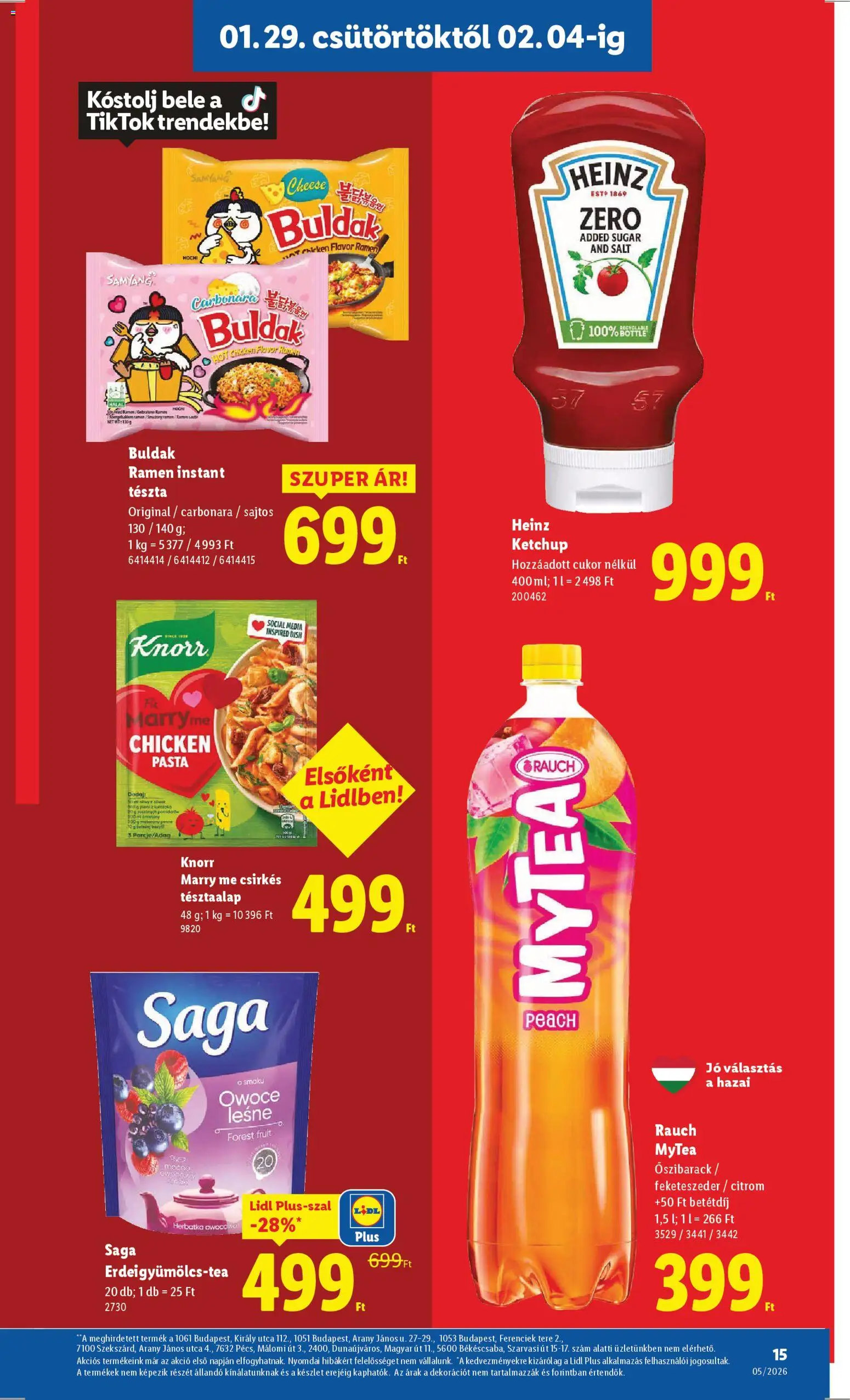 Lidl akciós ujság - amely érvényes a következő dátumtól: 29.01.2026 | Oldal: 15 | Termékek: Tea, Tészta, Ketchup, Cukor