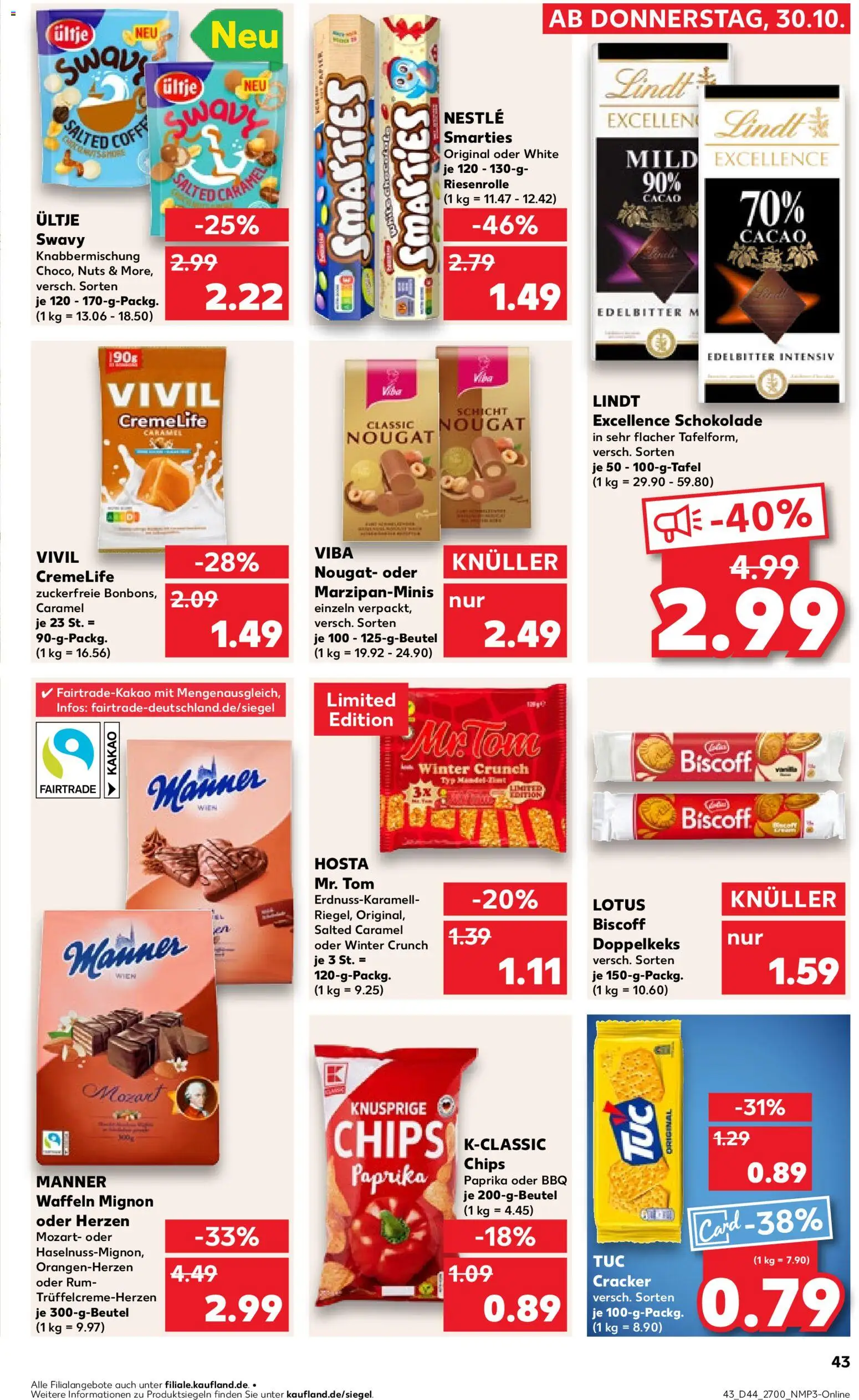 Kaufland prospekt Jena	 – gültig ab 02.11.2025 | Seite: 43 | Produkte: Schokolade, Rum, Smarties, Waffeln
